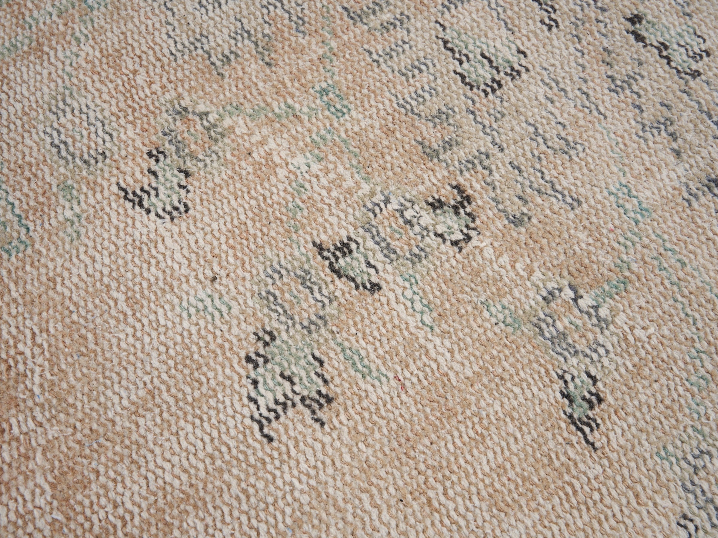 Turkish Manisa area rug in beige and dusty blue, view 7 of 10