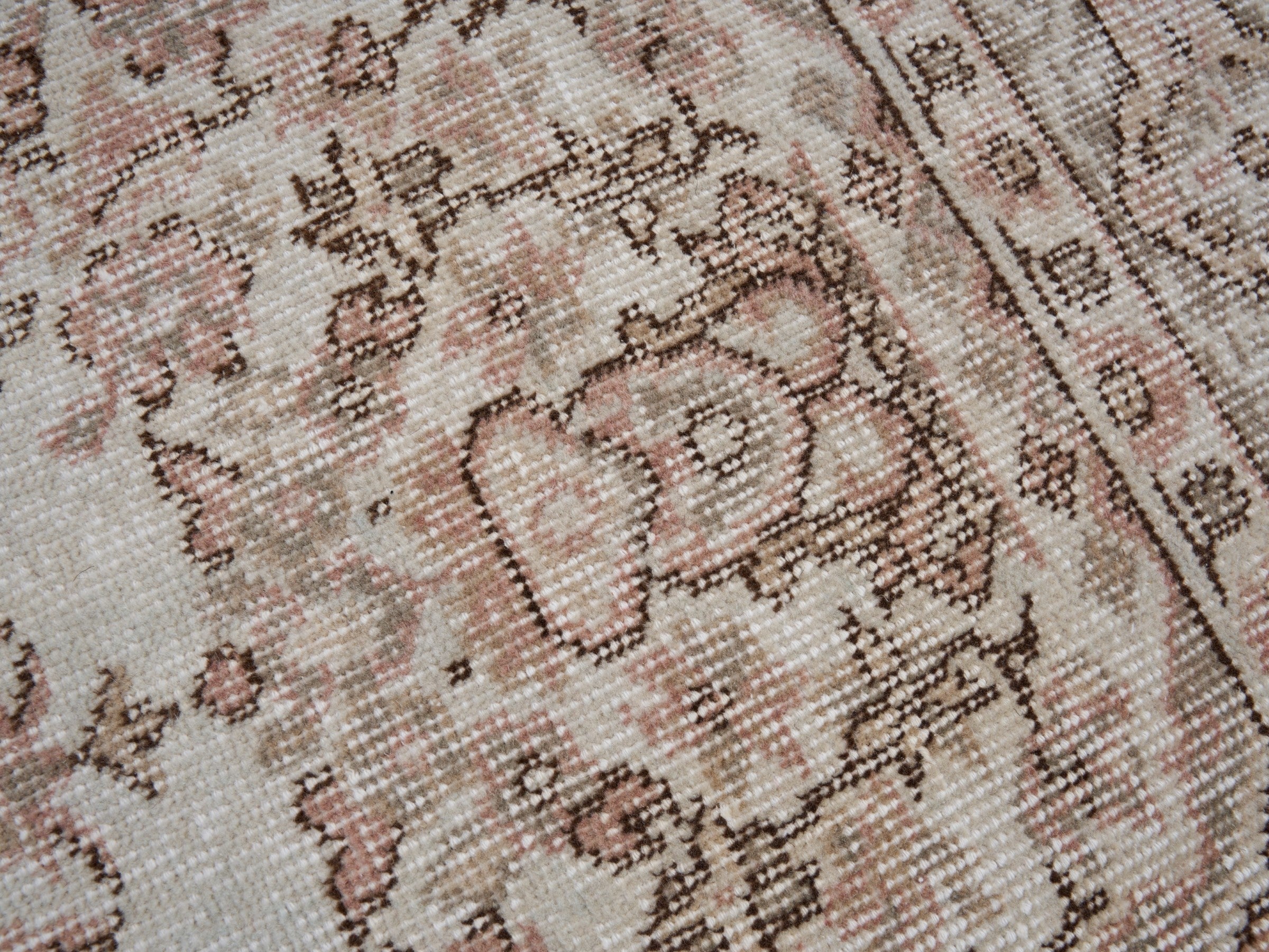 Turkish Isparta area rug in cream and muted pink, view 7 of 10