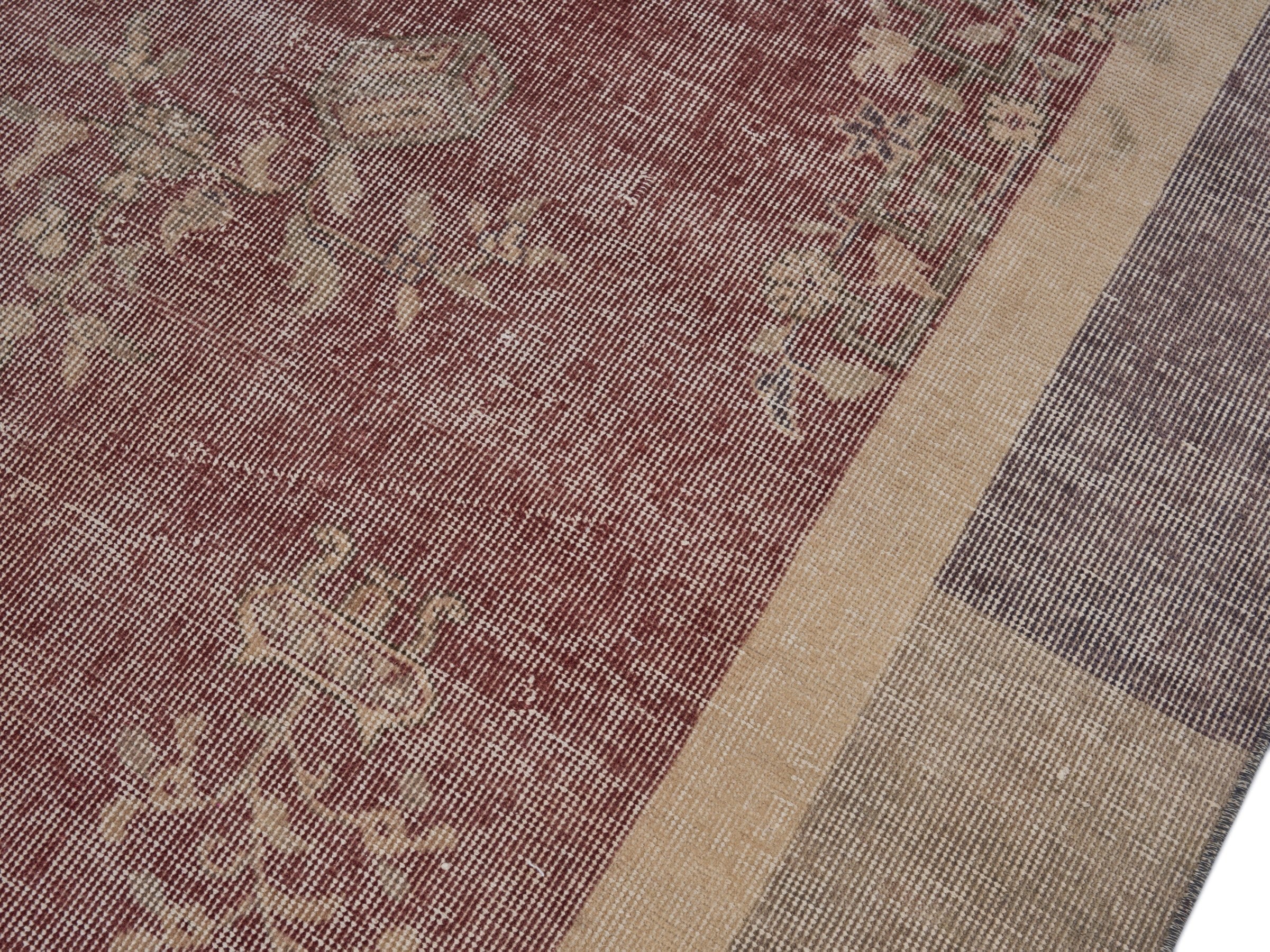 Turkish Isparta area rug in faded red and off-white, view 5 of 10