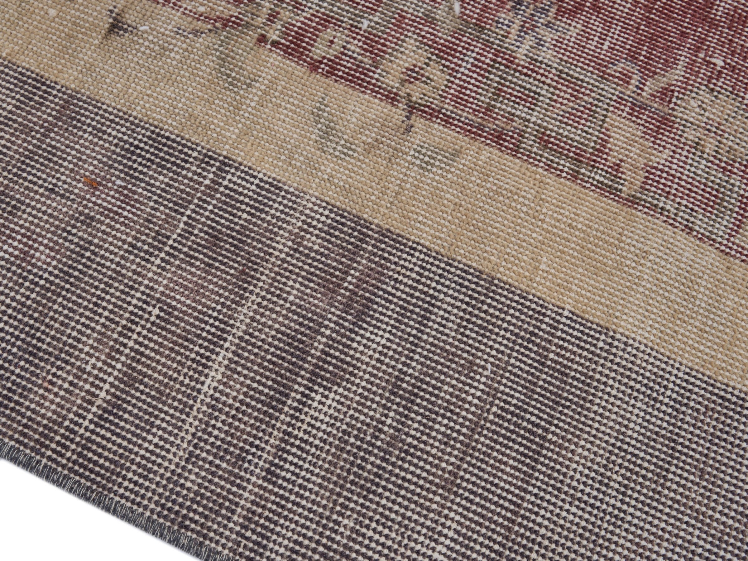 Turkish Isparta area rug in faded red and off-white, view 6 of 10