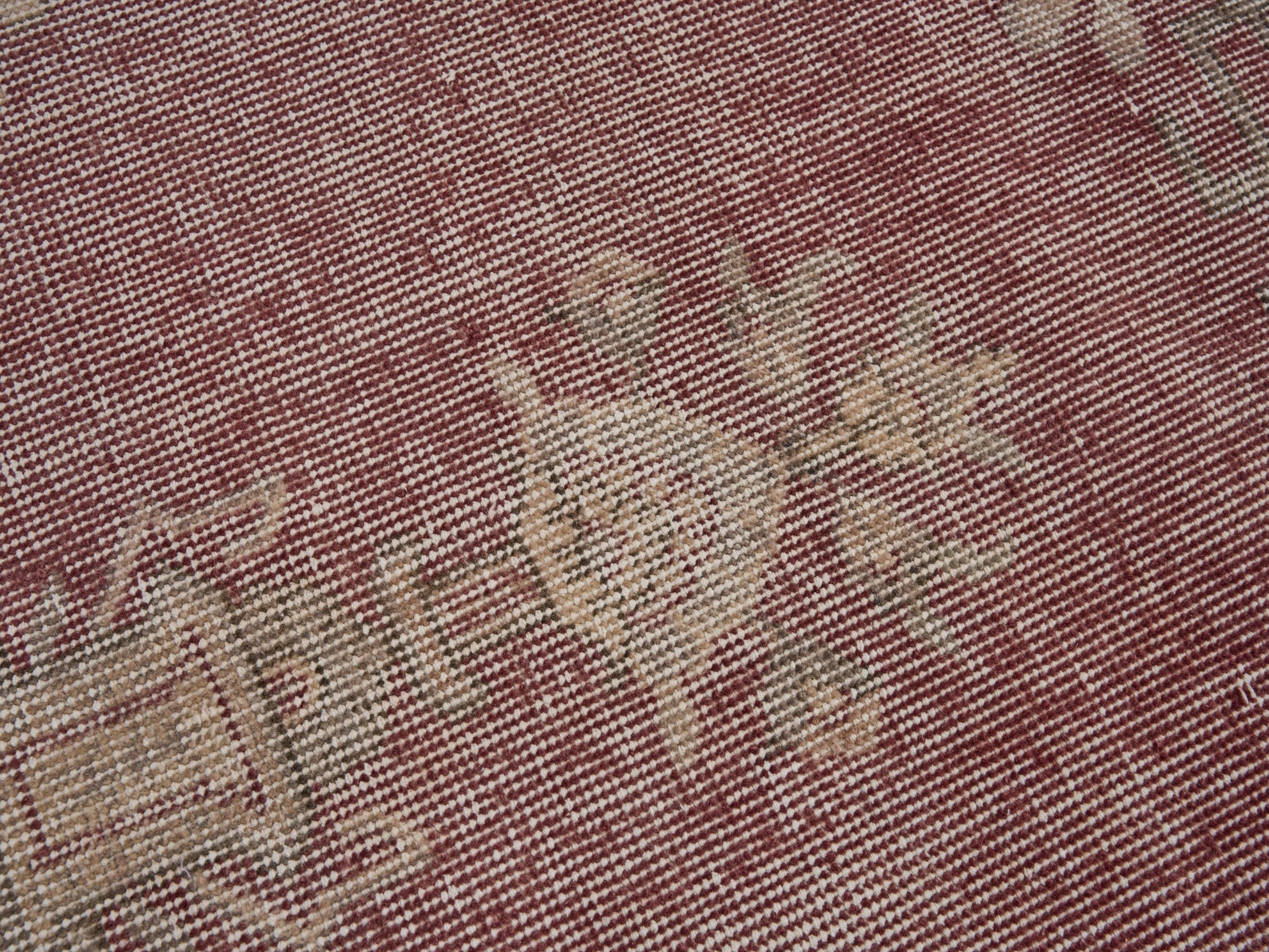 Turkish Isparta area rug in faded red and off-white, view 7 of 10