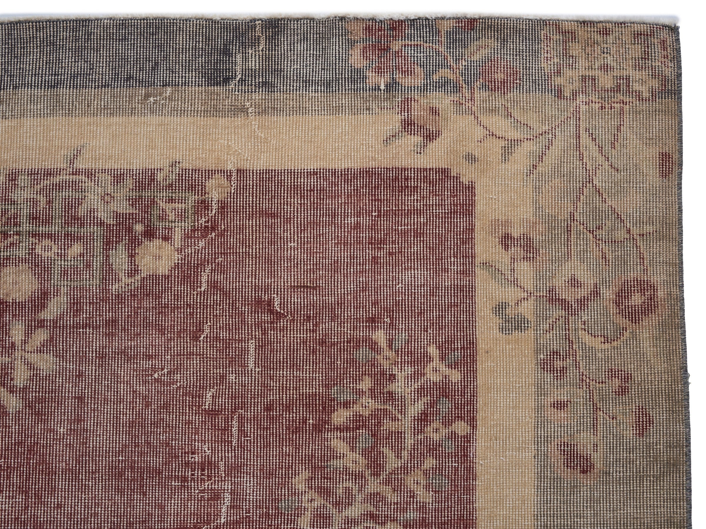 Turkish Isparta area rug in faded red and off-white, view 8 of 10