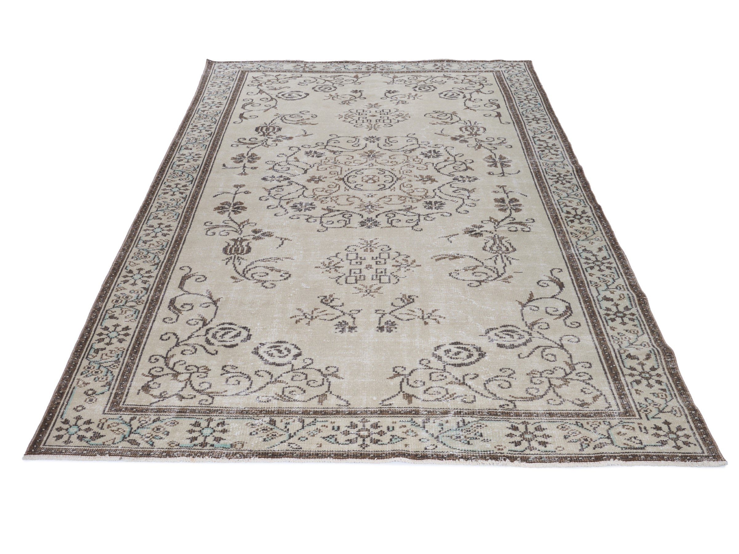 Turkish Manisa oversized rug in ivory and greige, view 2 of 10