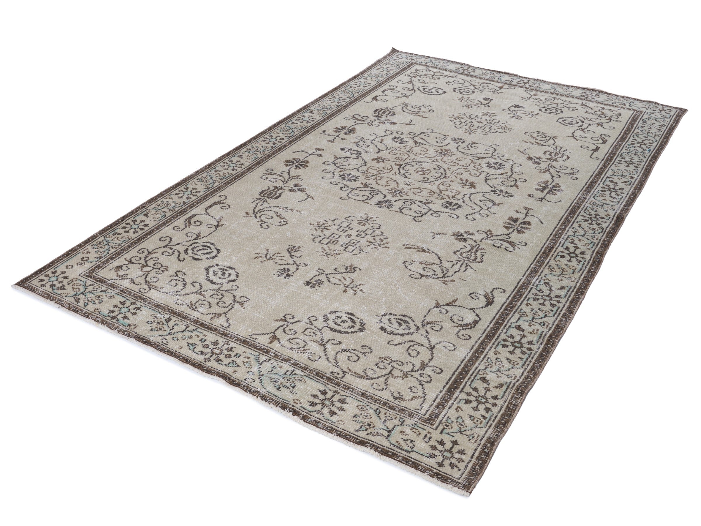 Turkish Manisa oversized rug in ivory and greige, view 3 of 10
