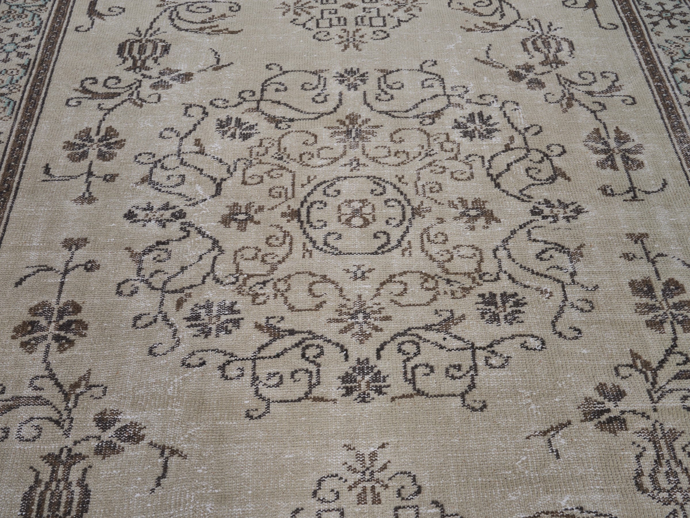 Turkish Manisa oversized rug in ivory and greige, view 4 of 10