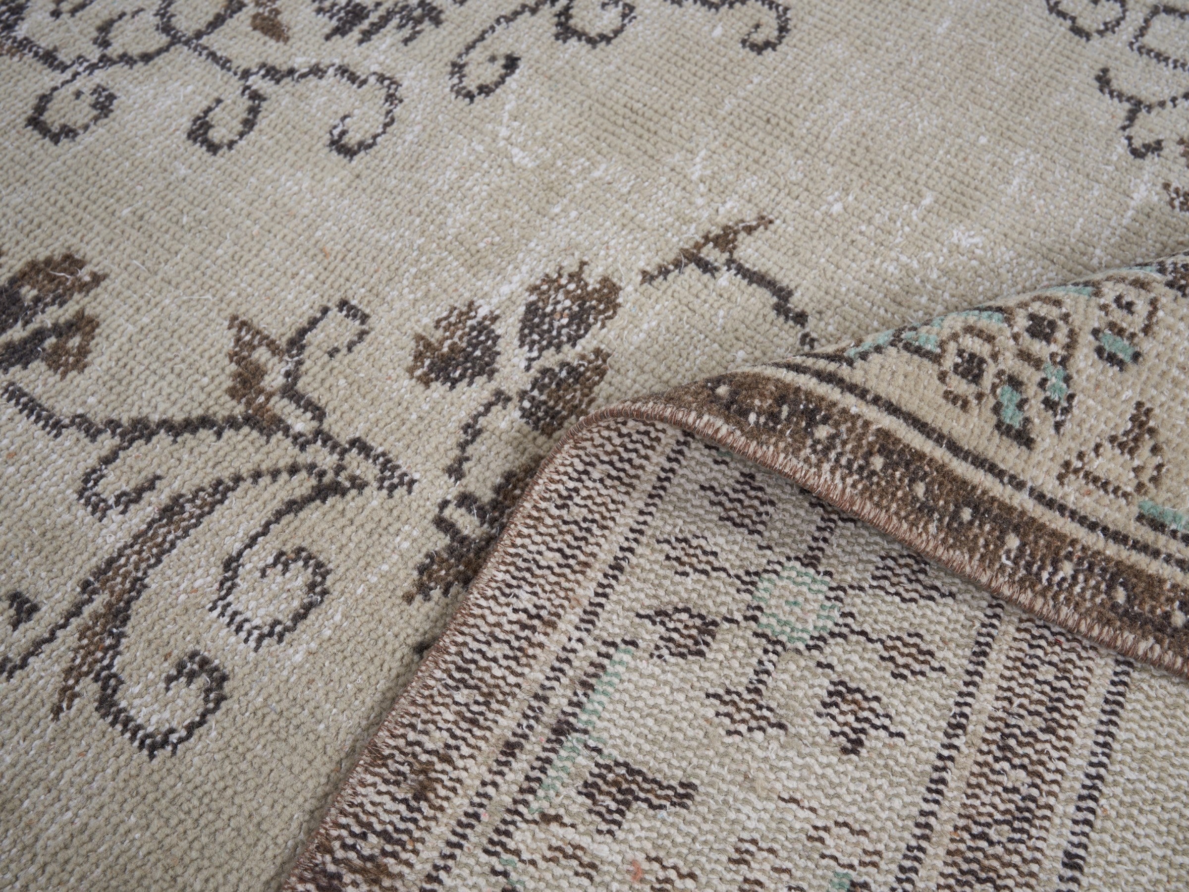 Turkish Manisa oversized rug in ivory and greige, view 9 of 10