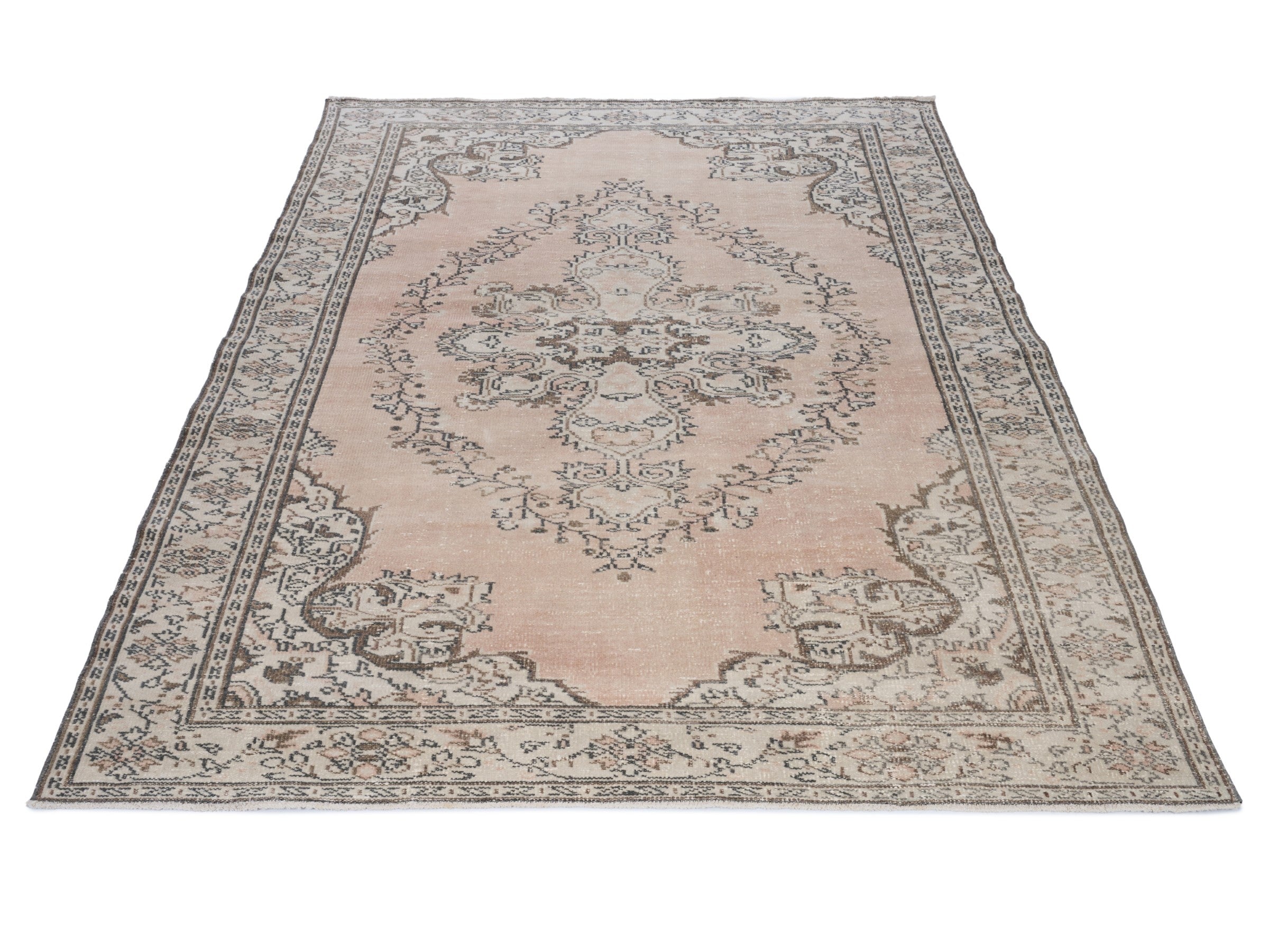 Turkish Manisa area rug in tan and greige, view 2 of 10