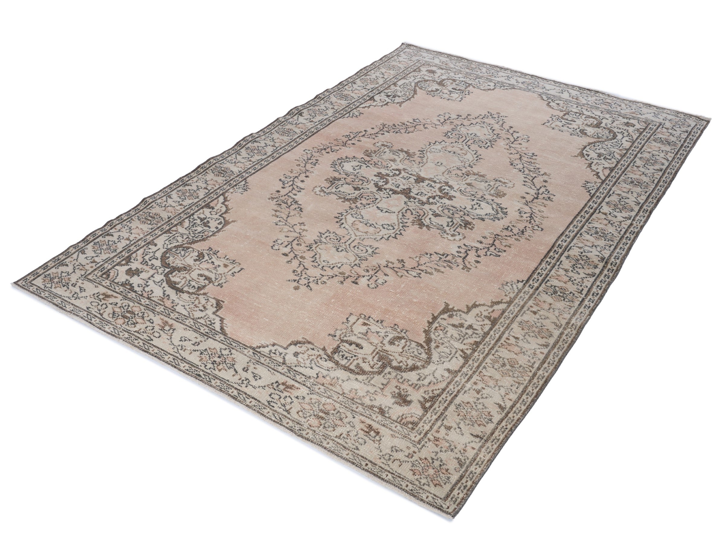 Turkish Manisa area rug in tan and greige, view 3 of 10