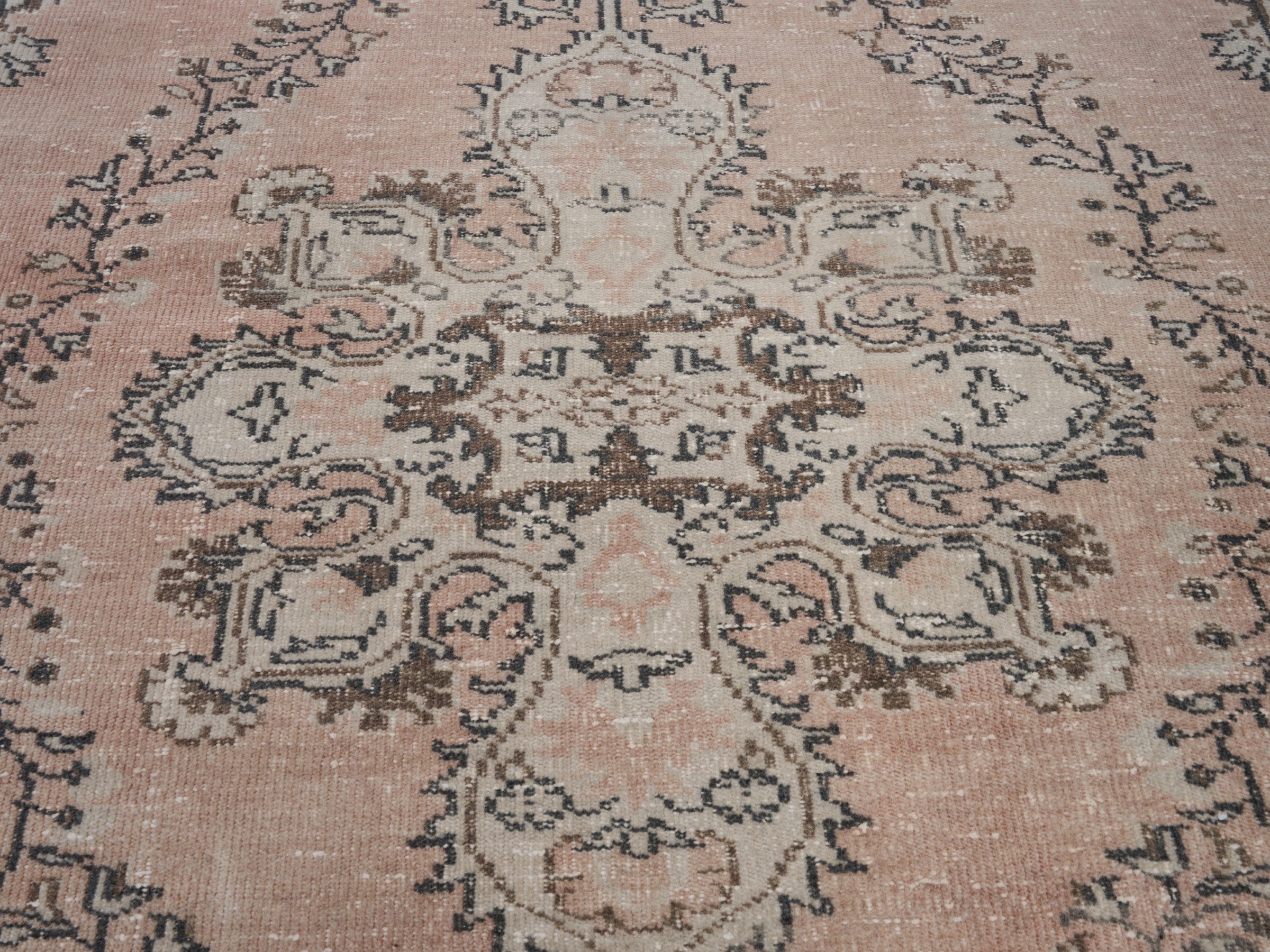 Turkish Manisa area rug in tan and greige, view 4 of 10