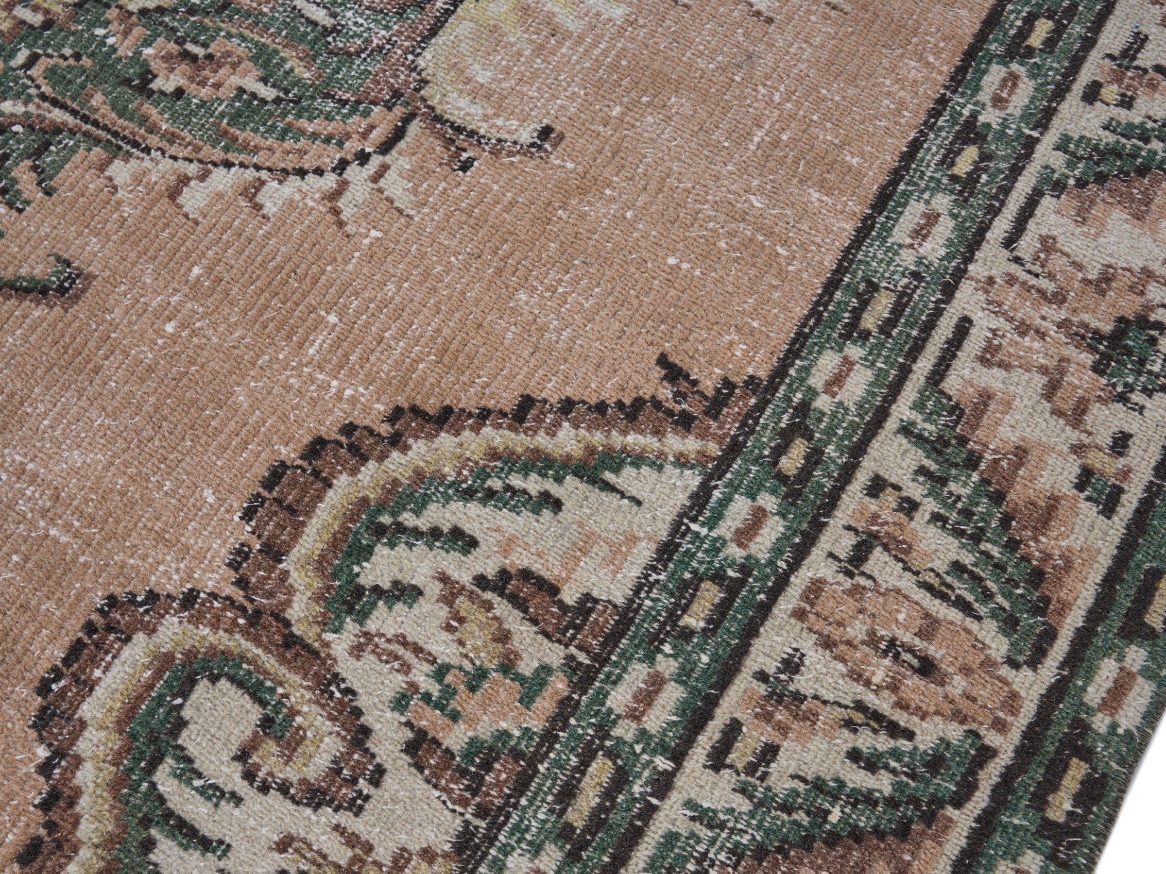 Turkish Manisa area rug in dusty rose and dark teal, view 5 of 10