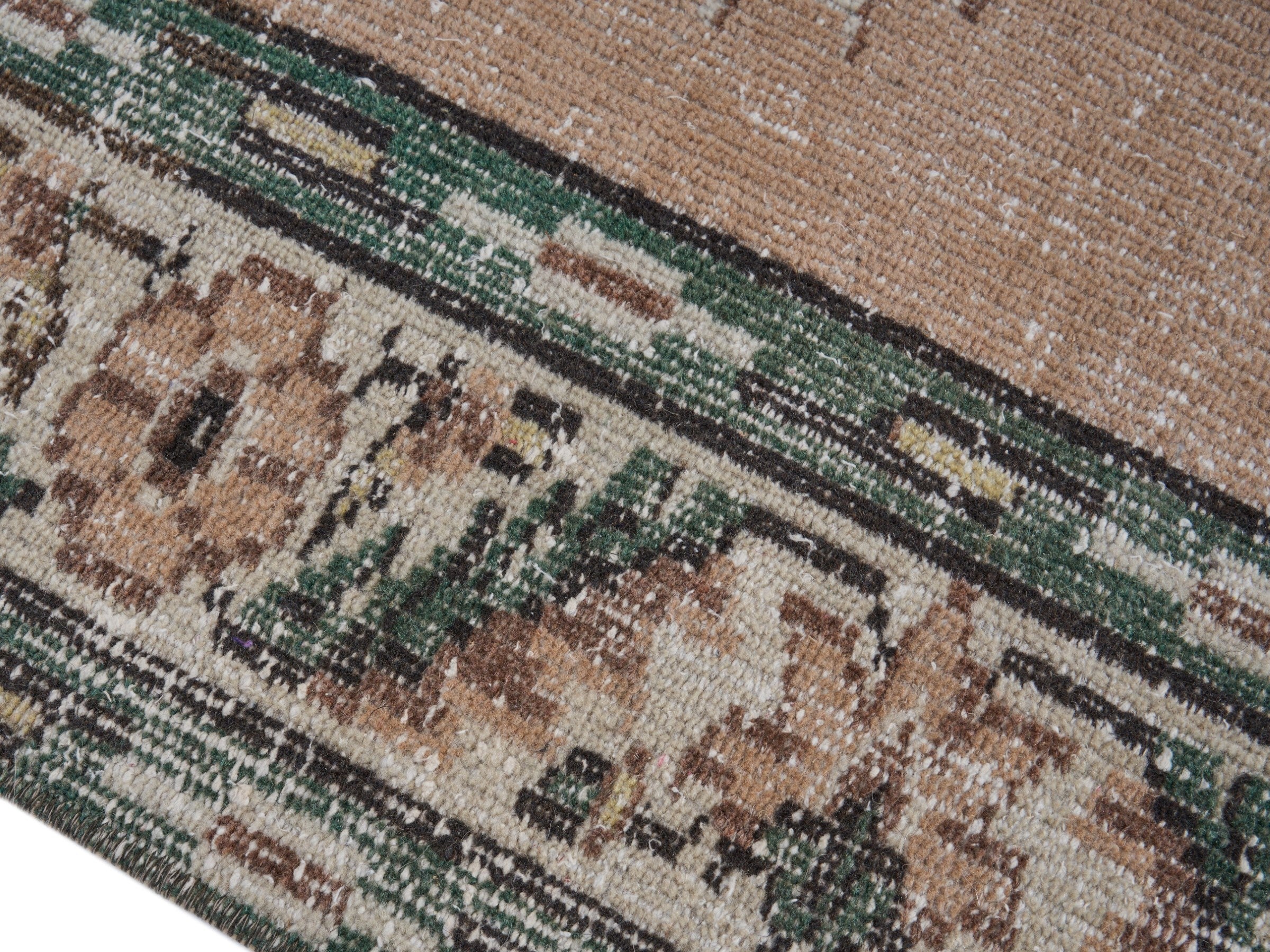 Turkish Manisa area rug in dusty rose and dark teal, view 6 of 10