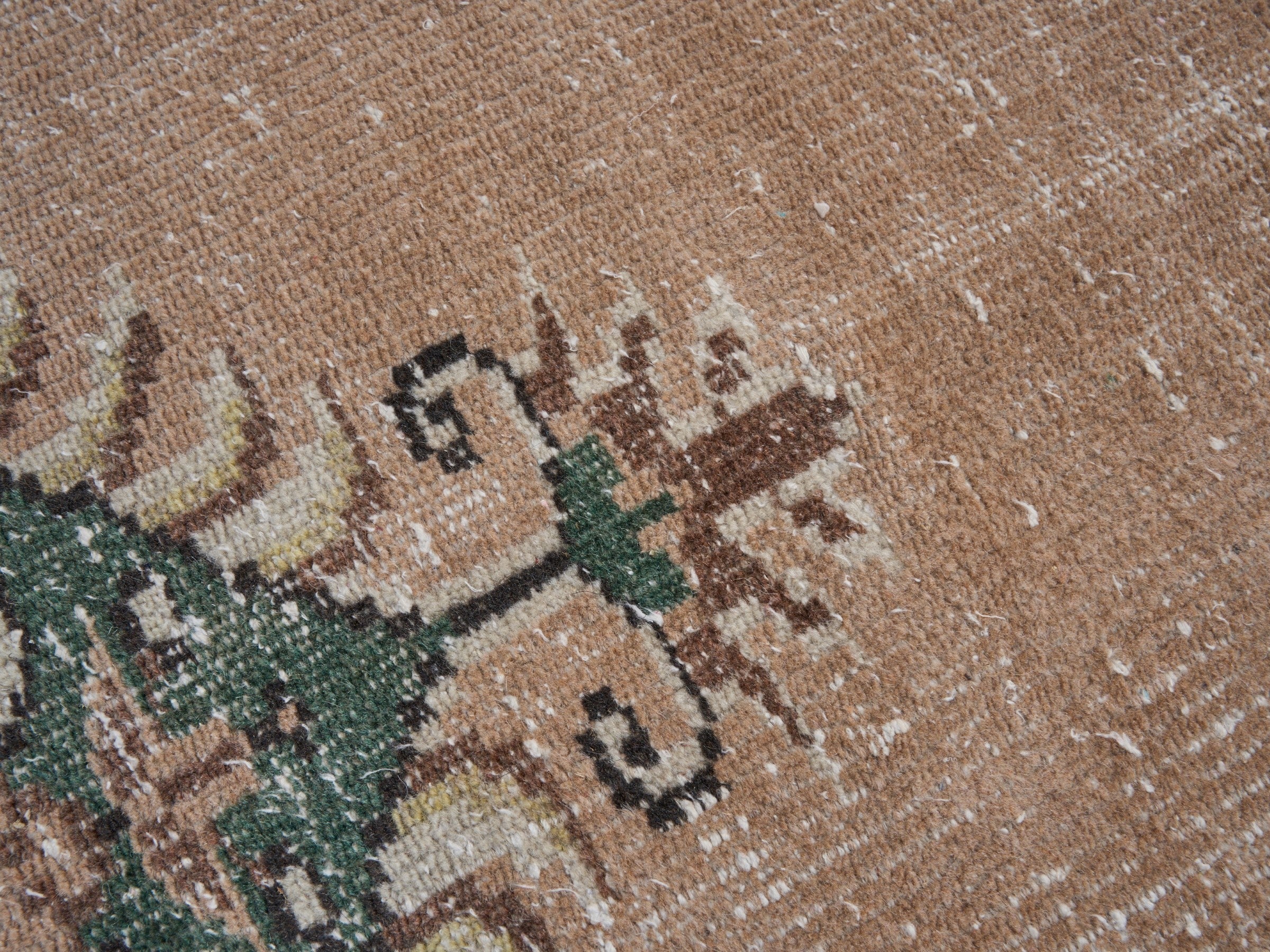 Turkish Manisa area rug in dusty rose and dark teal, view 7 of 10