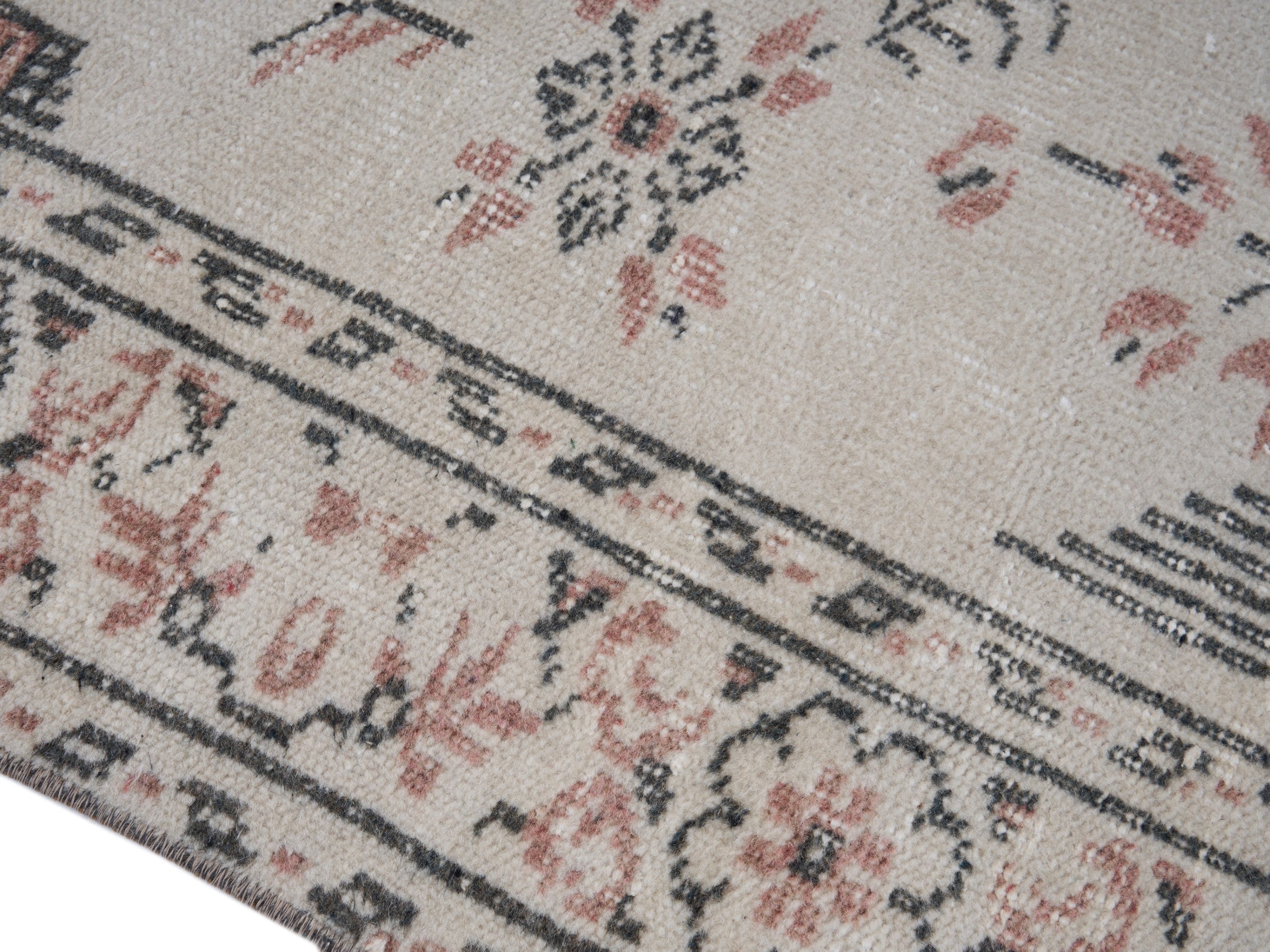 Turkish Manisa area rug in cream and muted pink, view 6 of 10