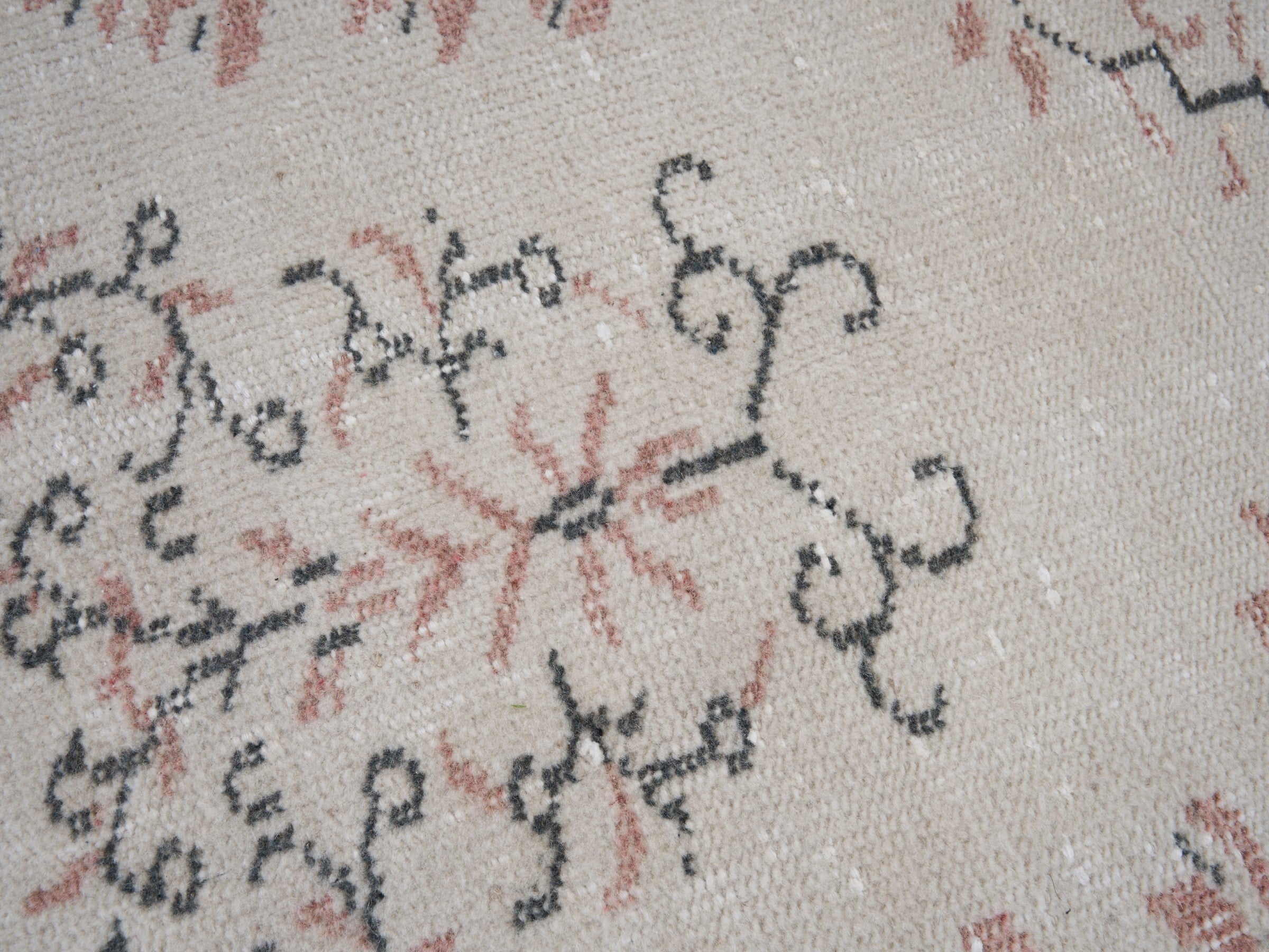 Turkish Manisa area rug in cream and muted pink, view 7 of 10