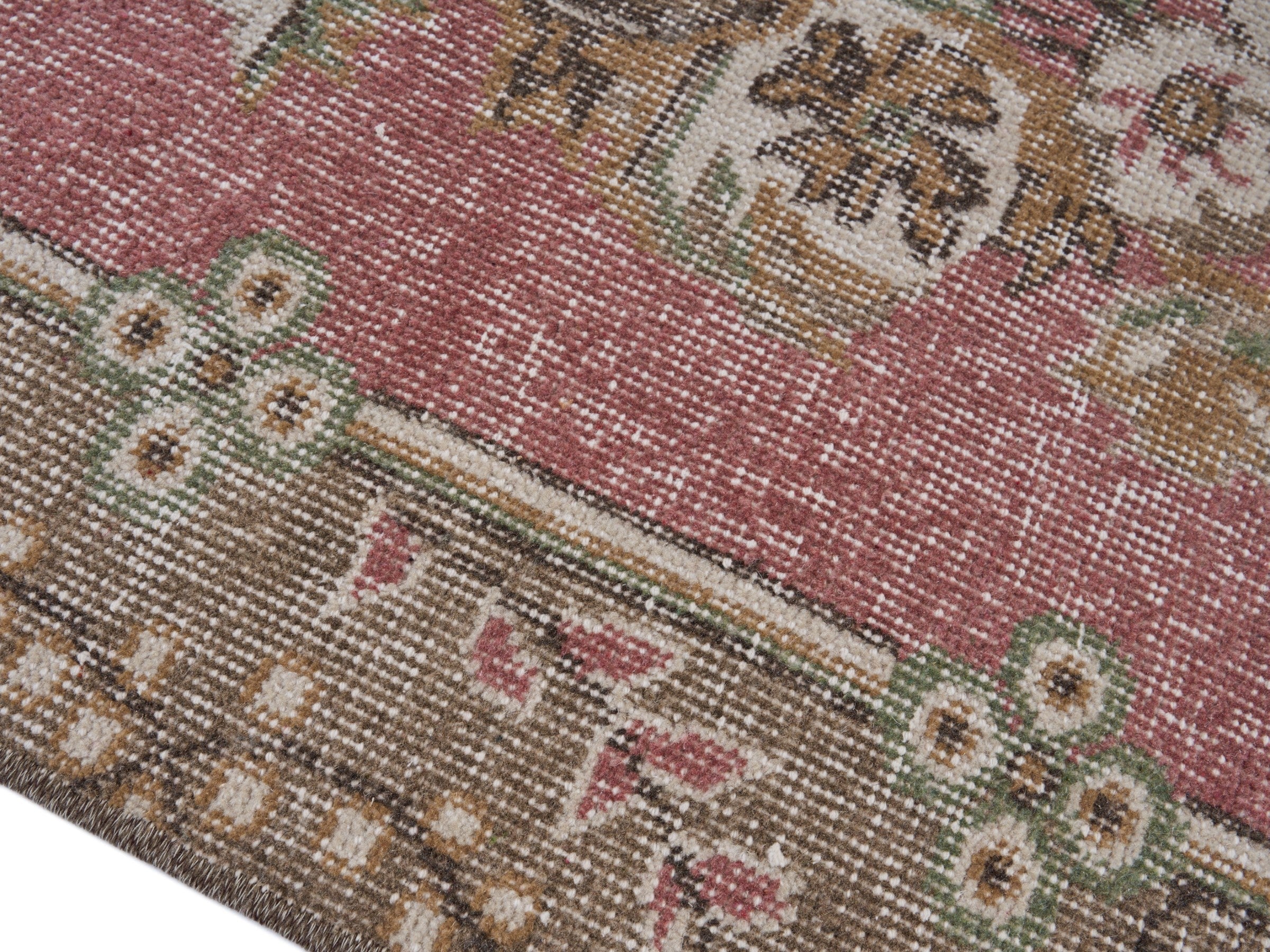 Turkish Isparta area rug in cream and rose, view 6 of 10