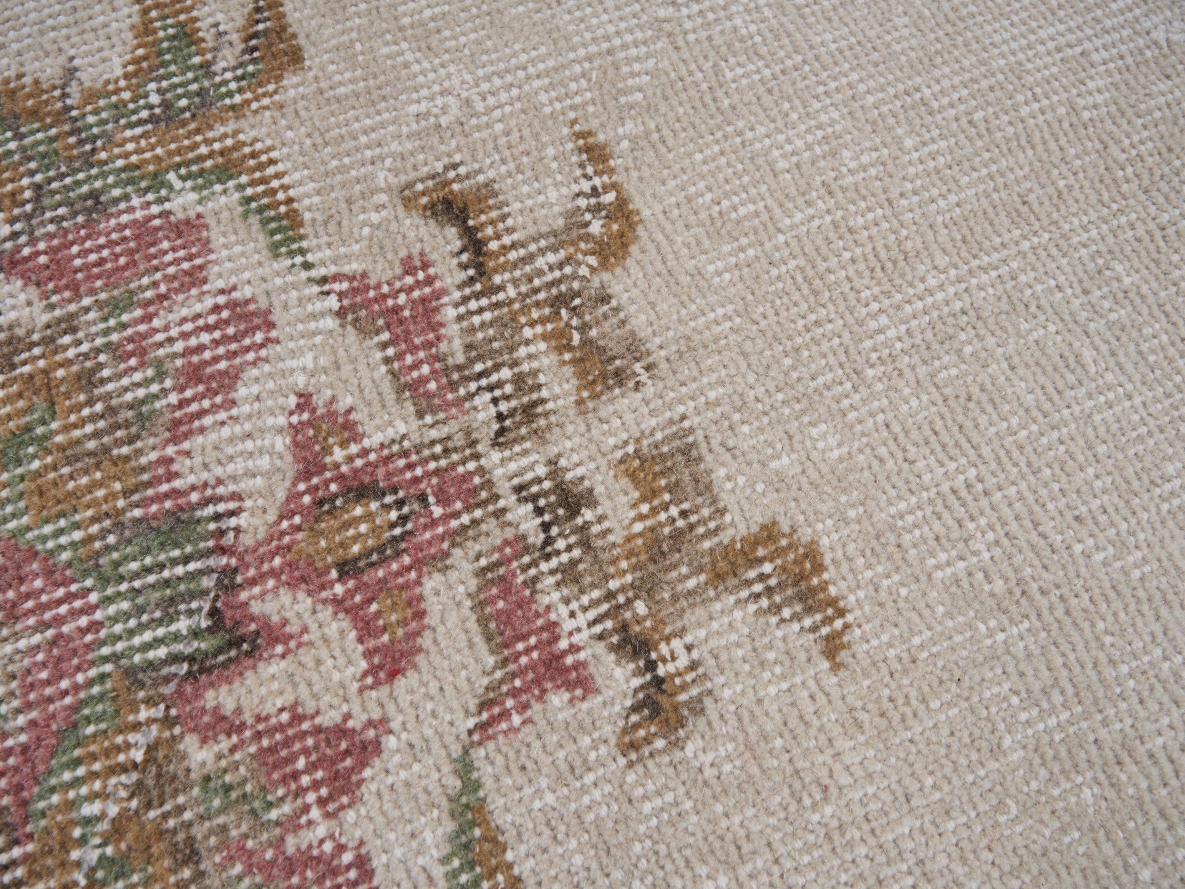 Turkish Isparta area rug in cream and rose, view 7 of 10
