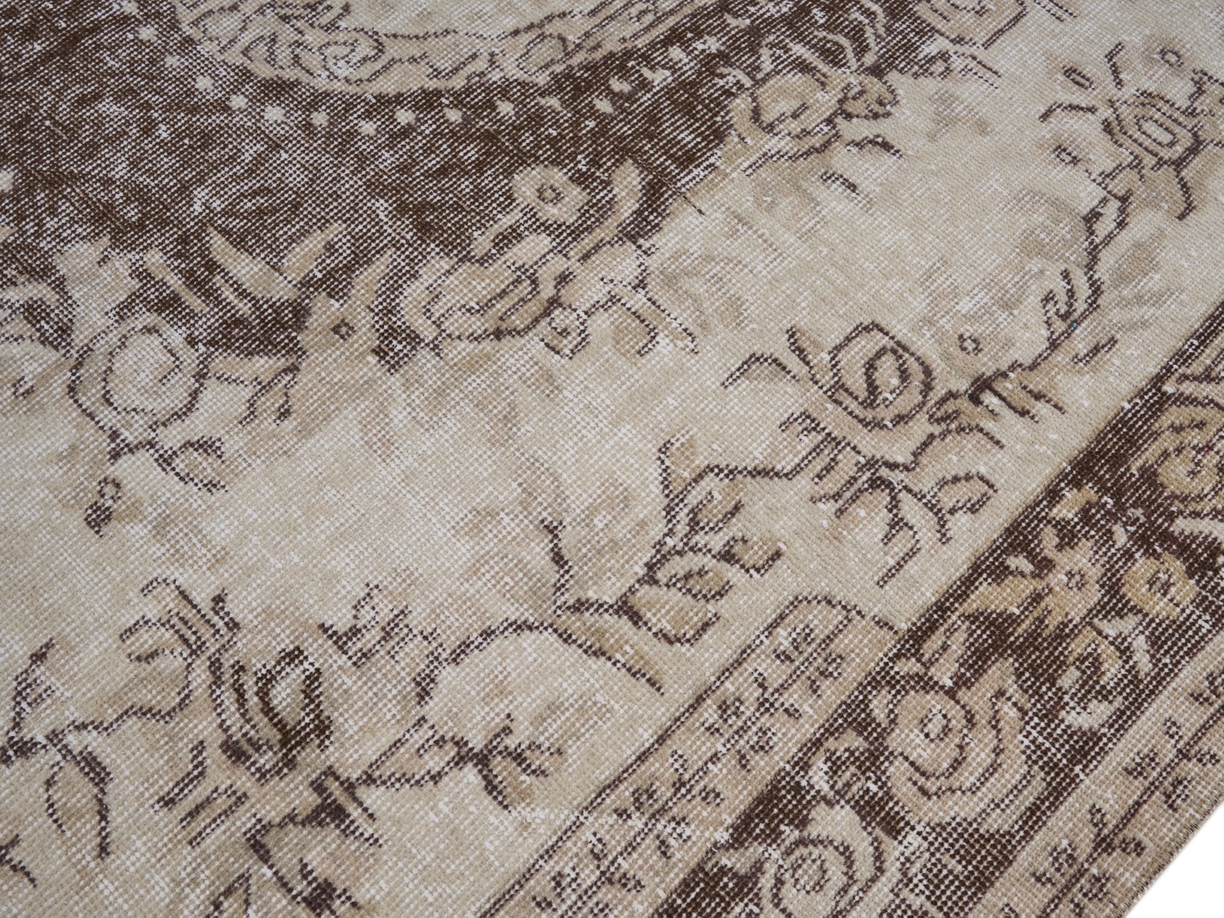 Turkish Isparta area rug in cream and taupe, view 5 of 10