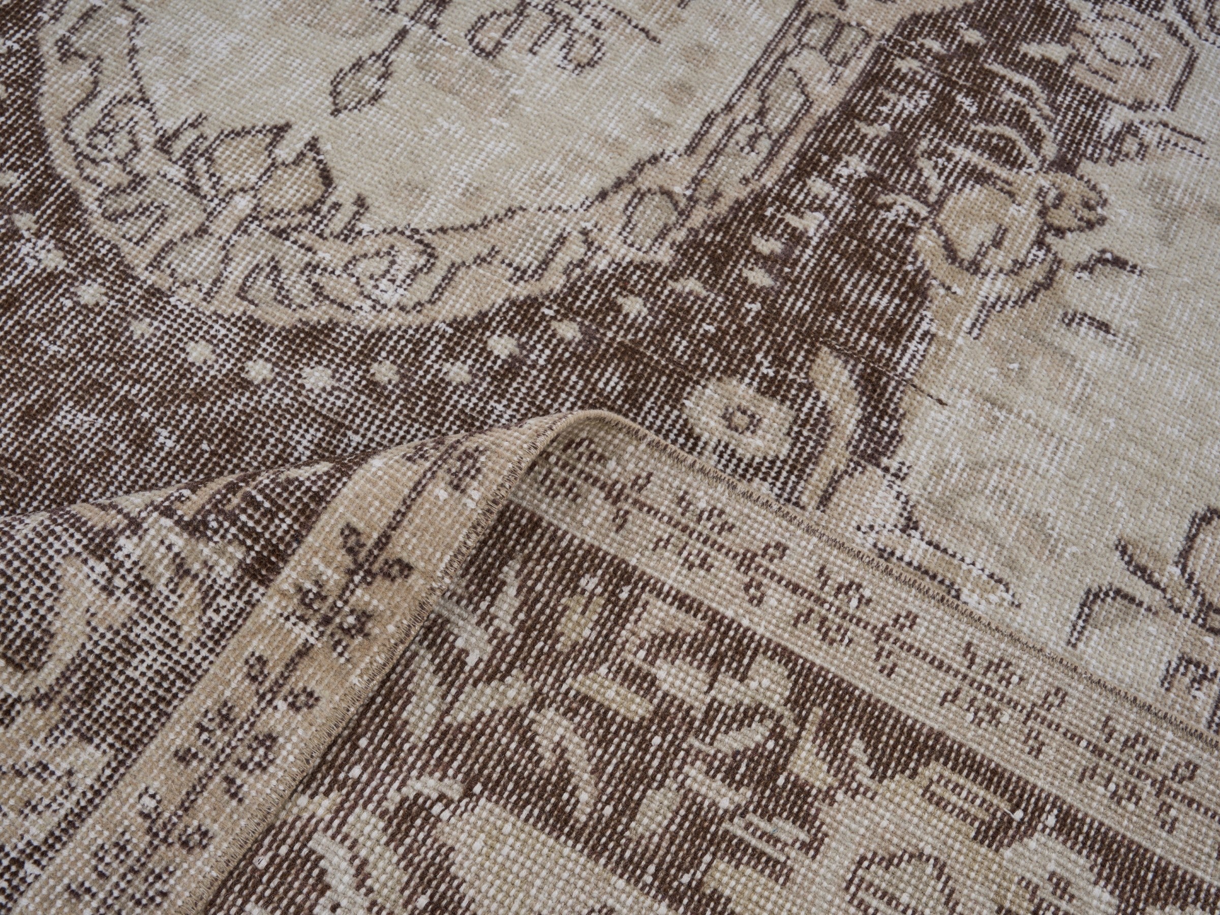 Turkish Isparta area rug in cream and taupe, view 9 of 10