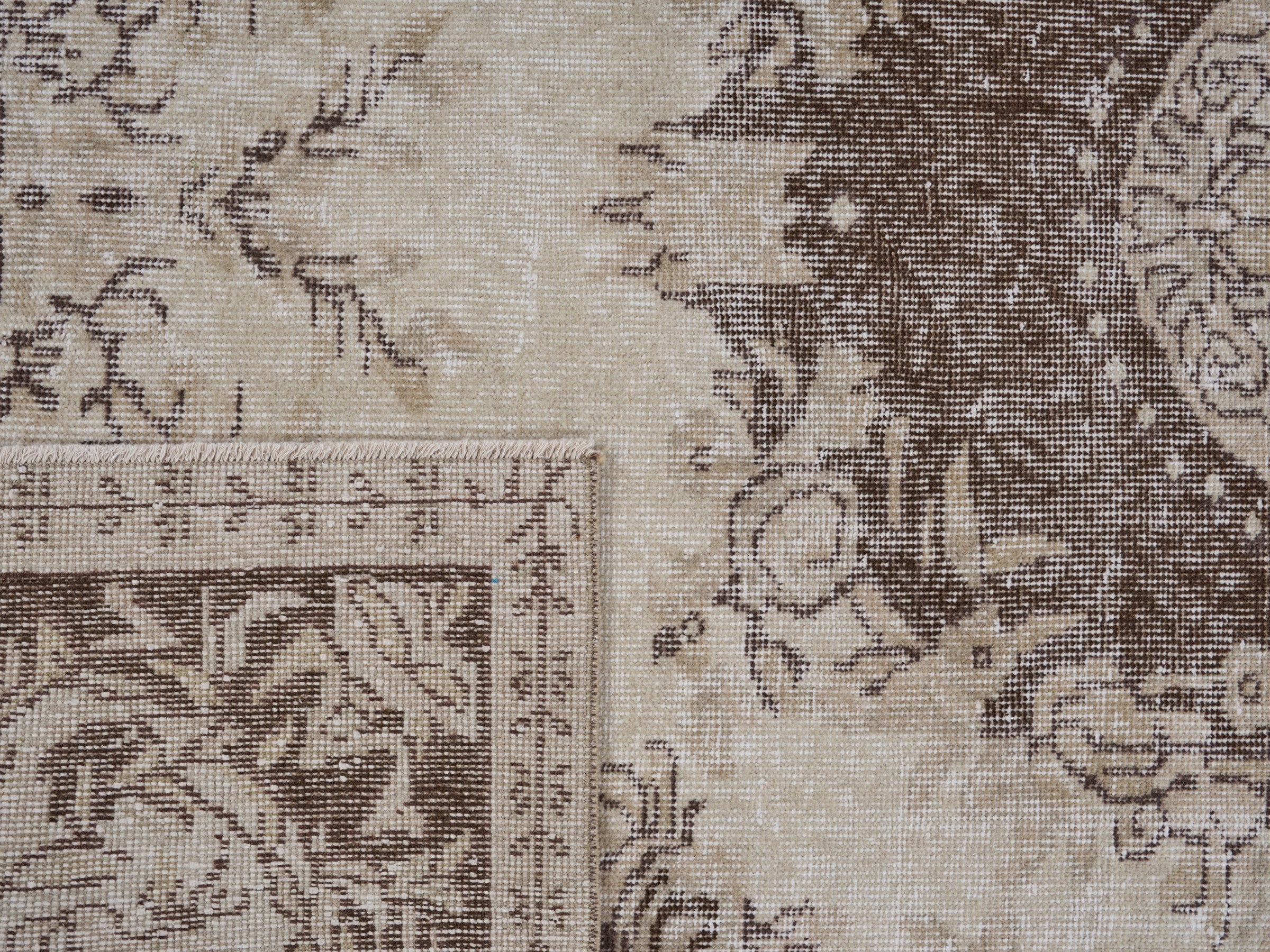 Turkish Isparta area rug in cream and taupe, view 10 of 10