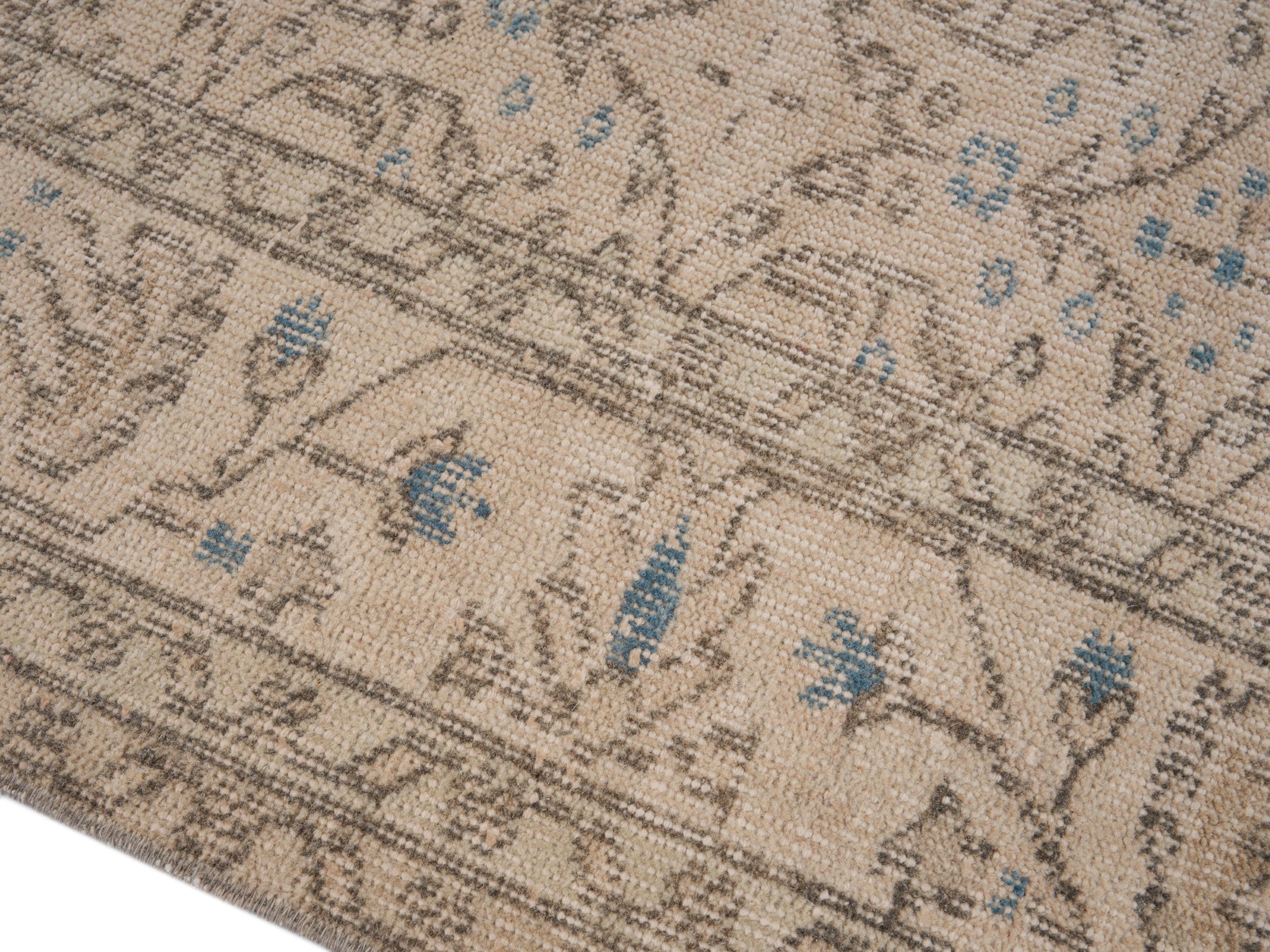 Turkish Isparta area rug in taupe and greige, view 6 of 10