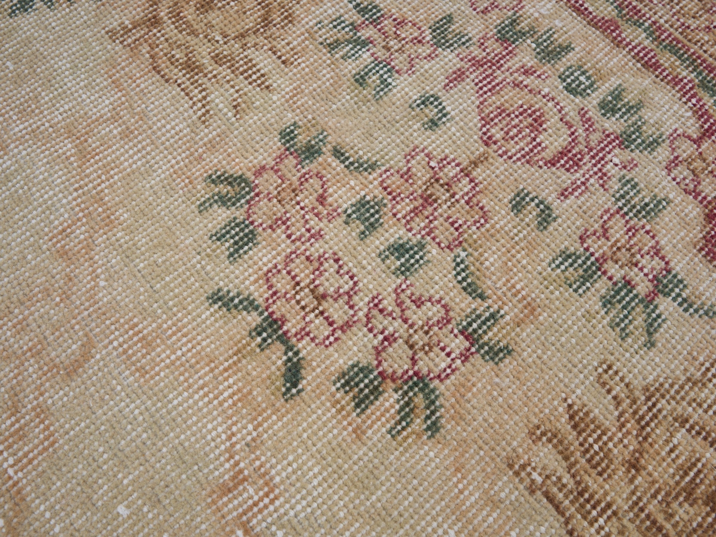 Turkish Isparta area rug in cream and rose, view 7 of 10