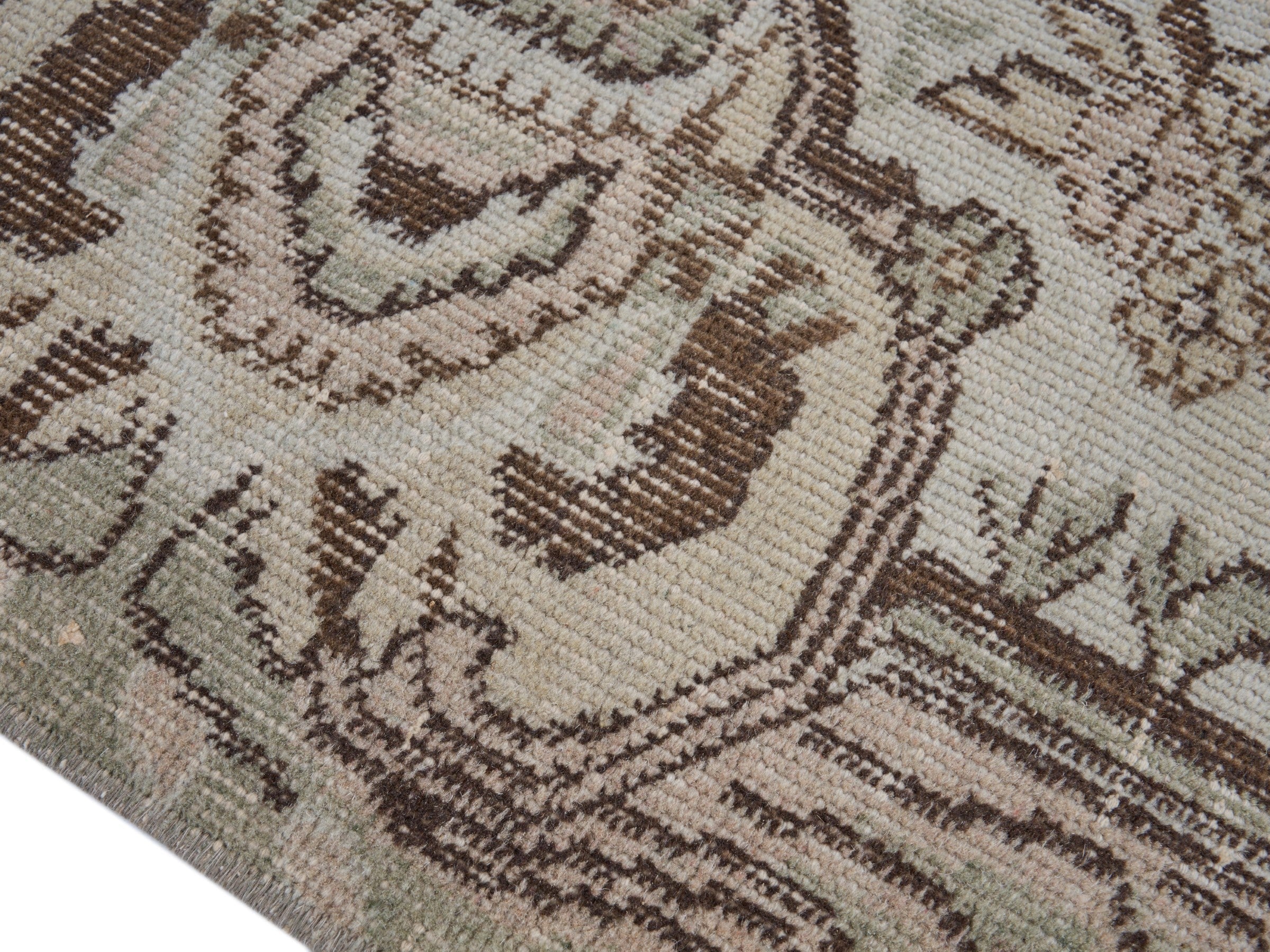 Turkish Isparta area rug in cream and faded red, view 6 of 10