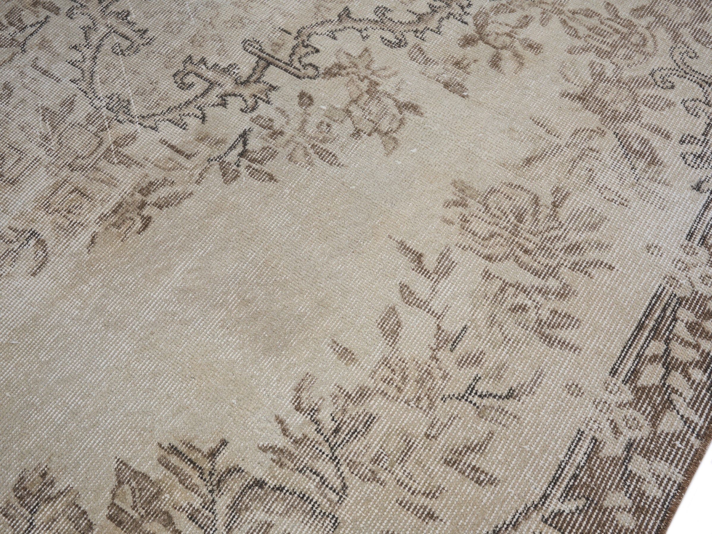 Turkish Isparta area rug in cream and greige, view 5 of 9