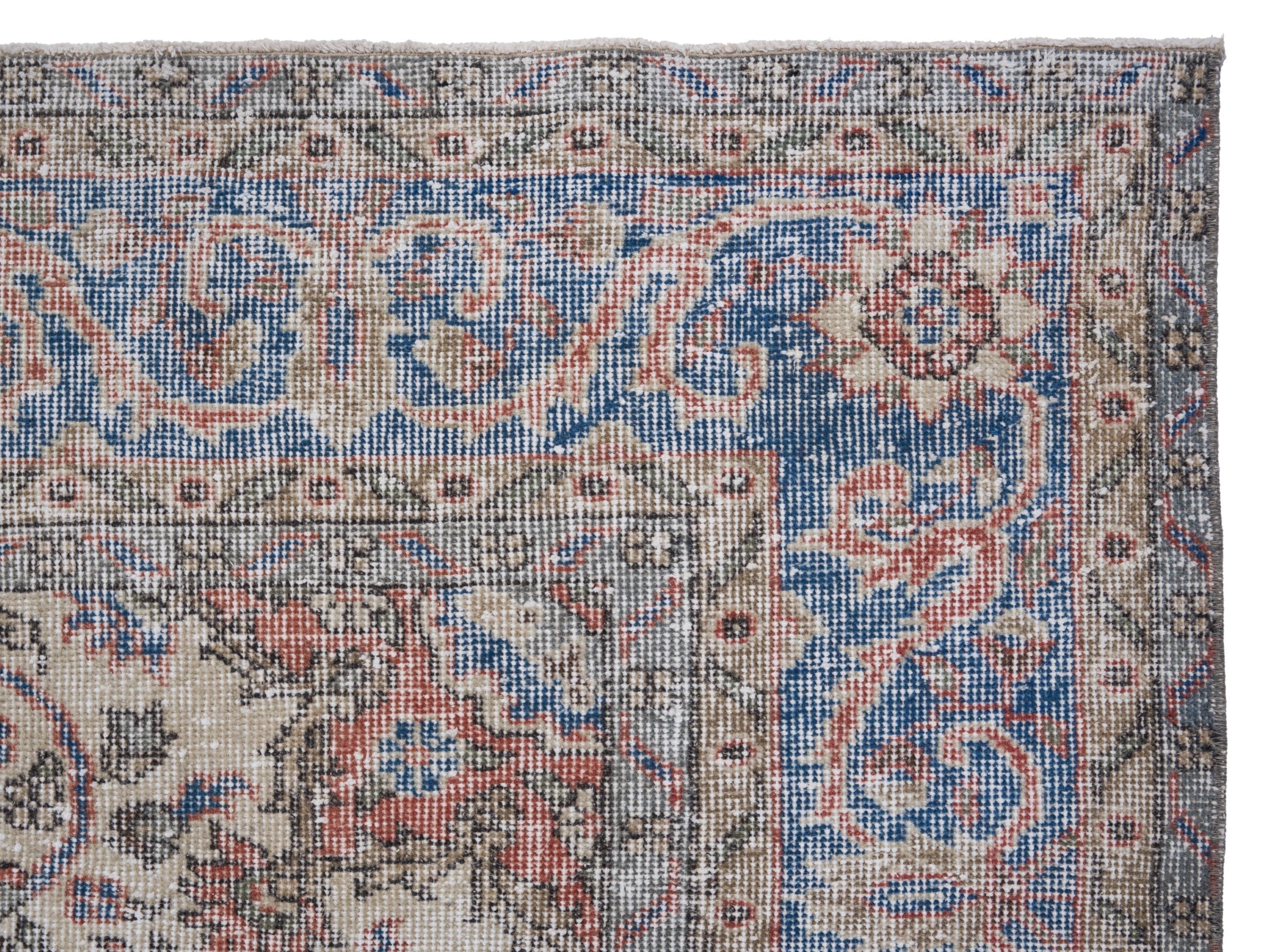Turkish Isparta oversized rug in terracotta and dark blue, view 8 of 10