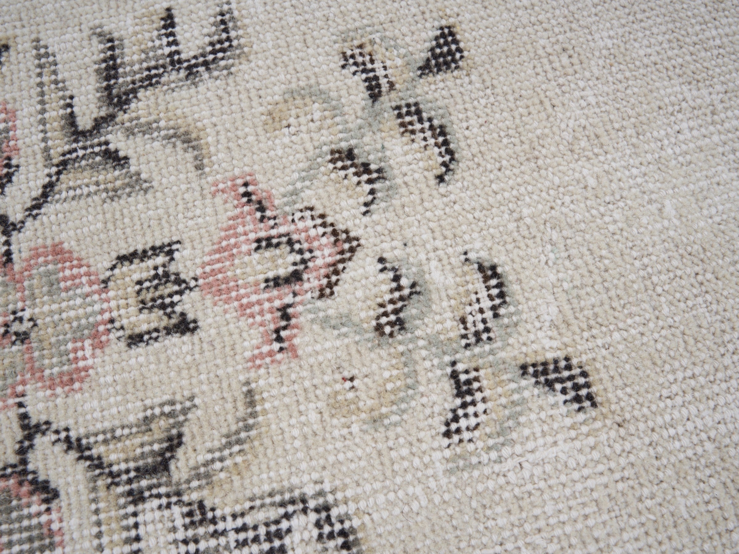 Turkish Isparta area rug in cream and muted pink, view 7 of 10