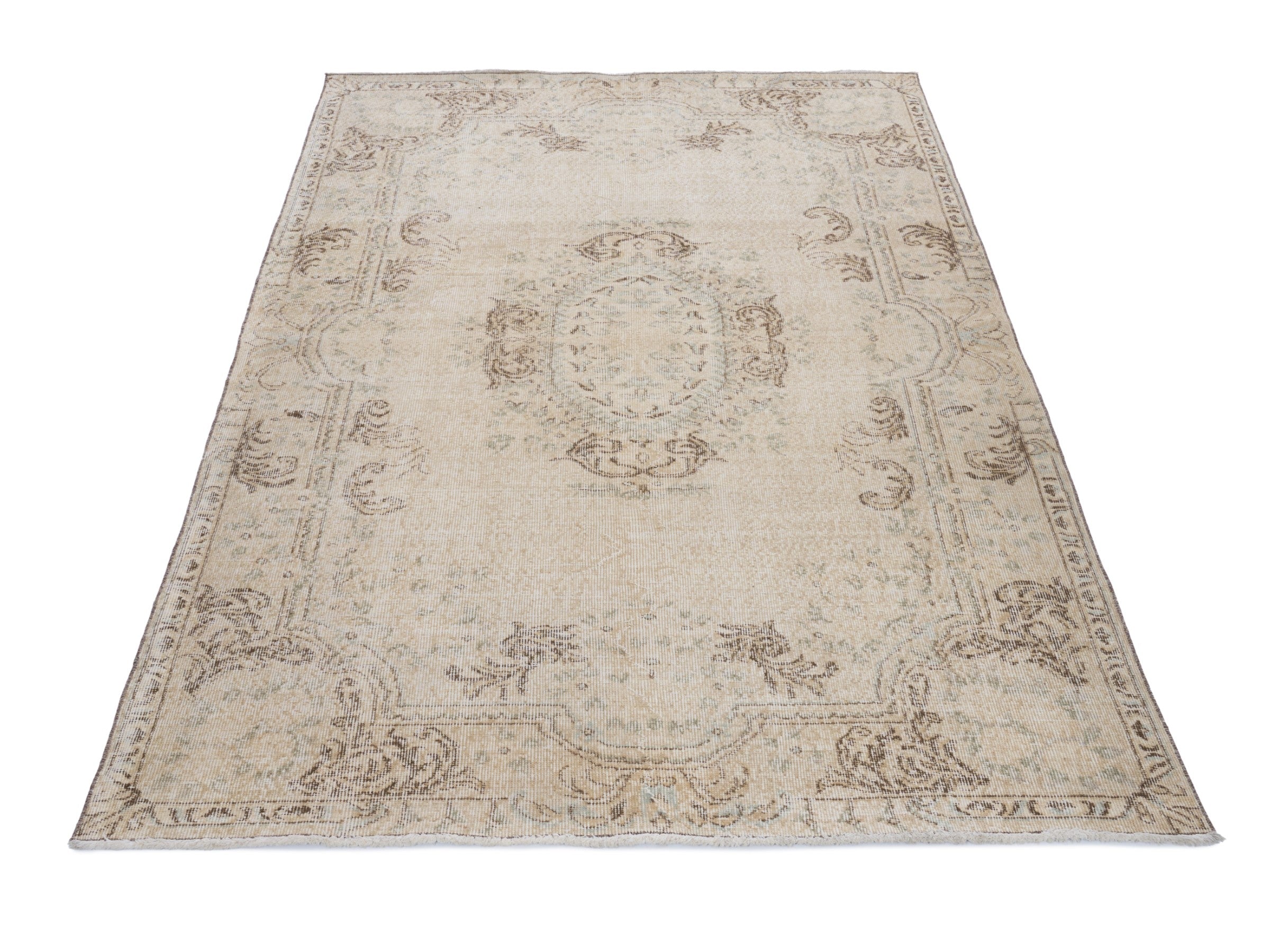 Turkish Isparta area rug in taupe and greige, view 2 of 10