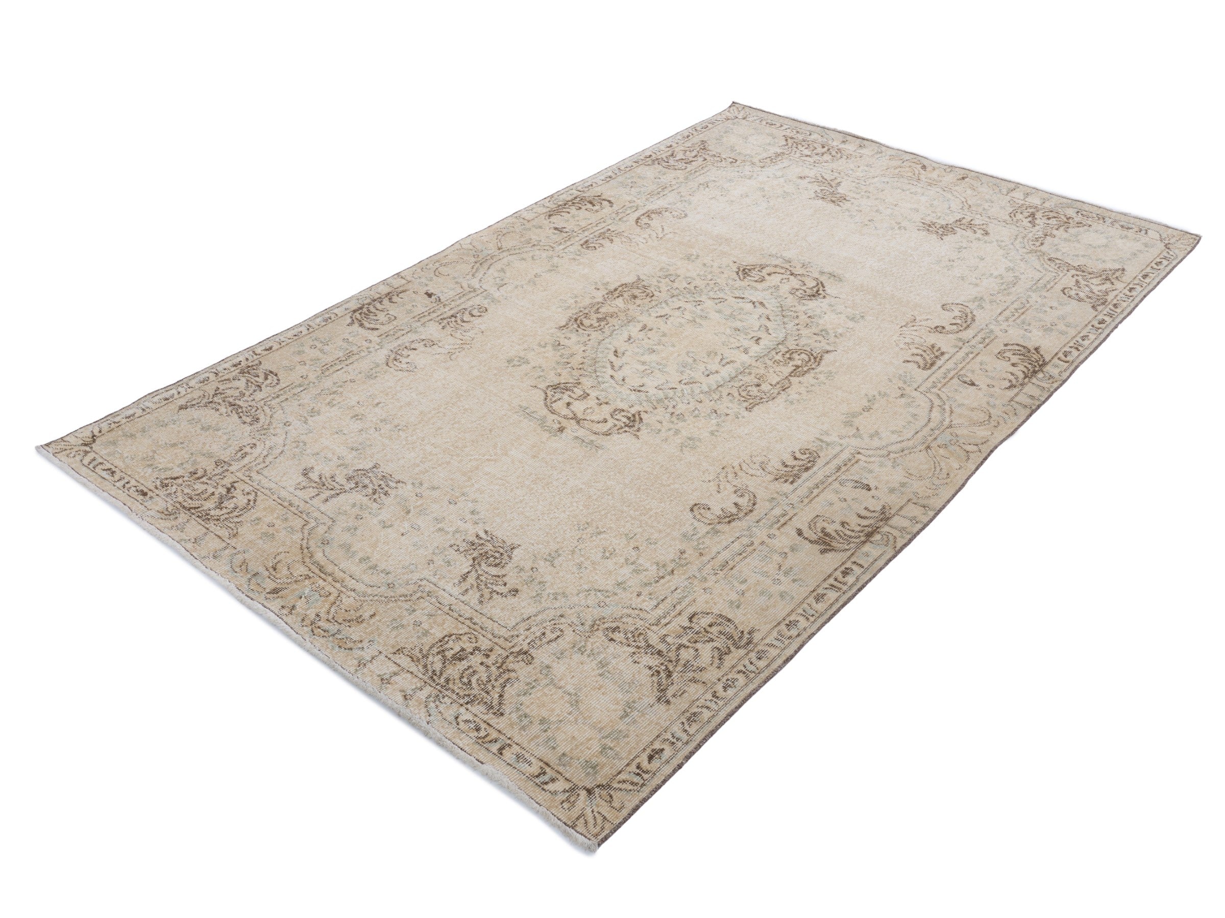 Turkish Isparta area rug in taupe and greige, view 3 of 10
