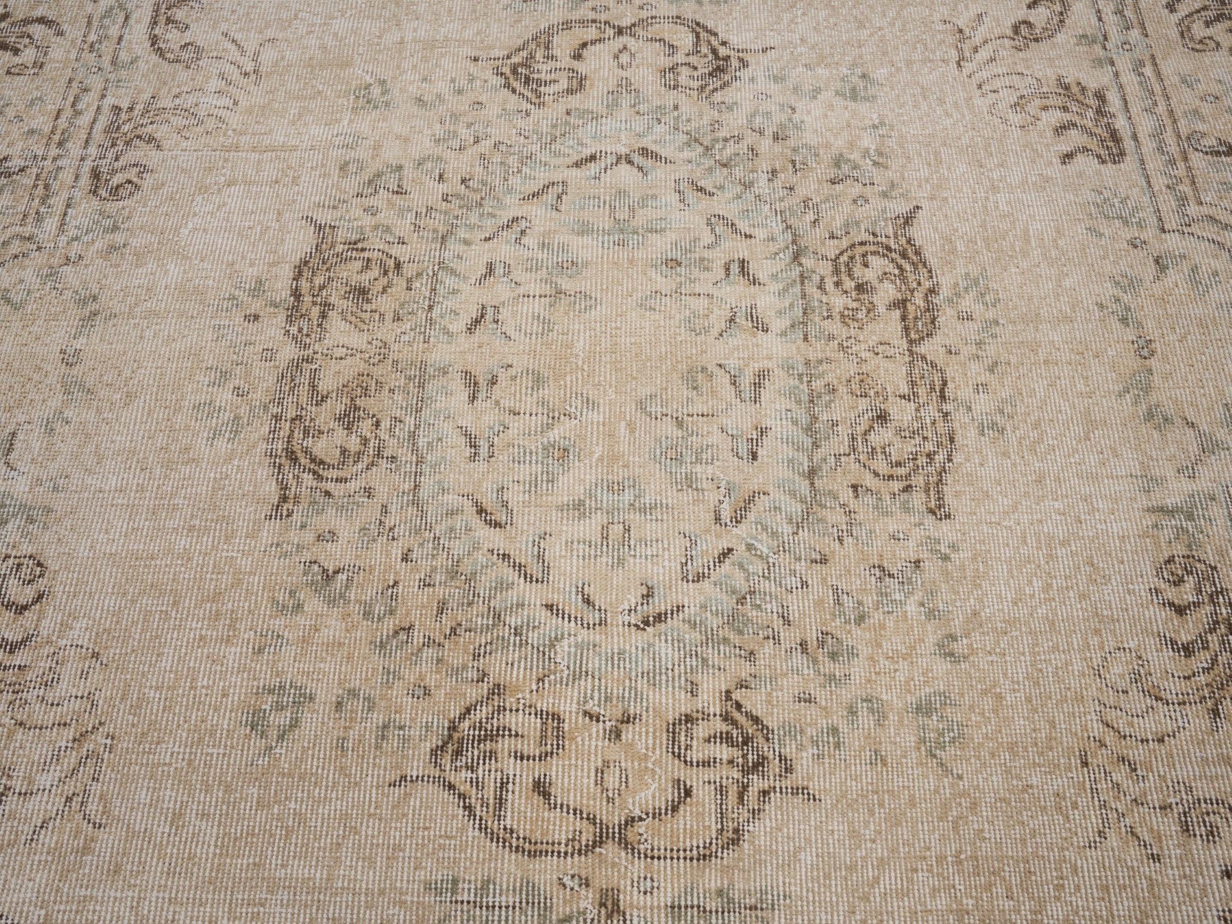Turkish Isparta area rug in taupe and greige, view 4 of 10