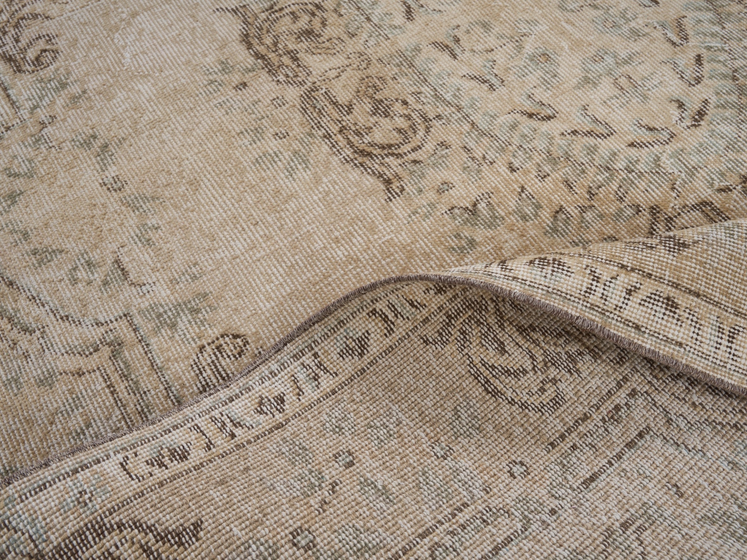 Turkish Isparta area rug in taupe and greige, view 9 of 10
