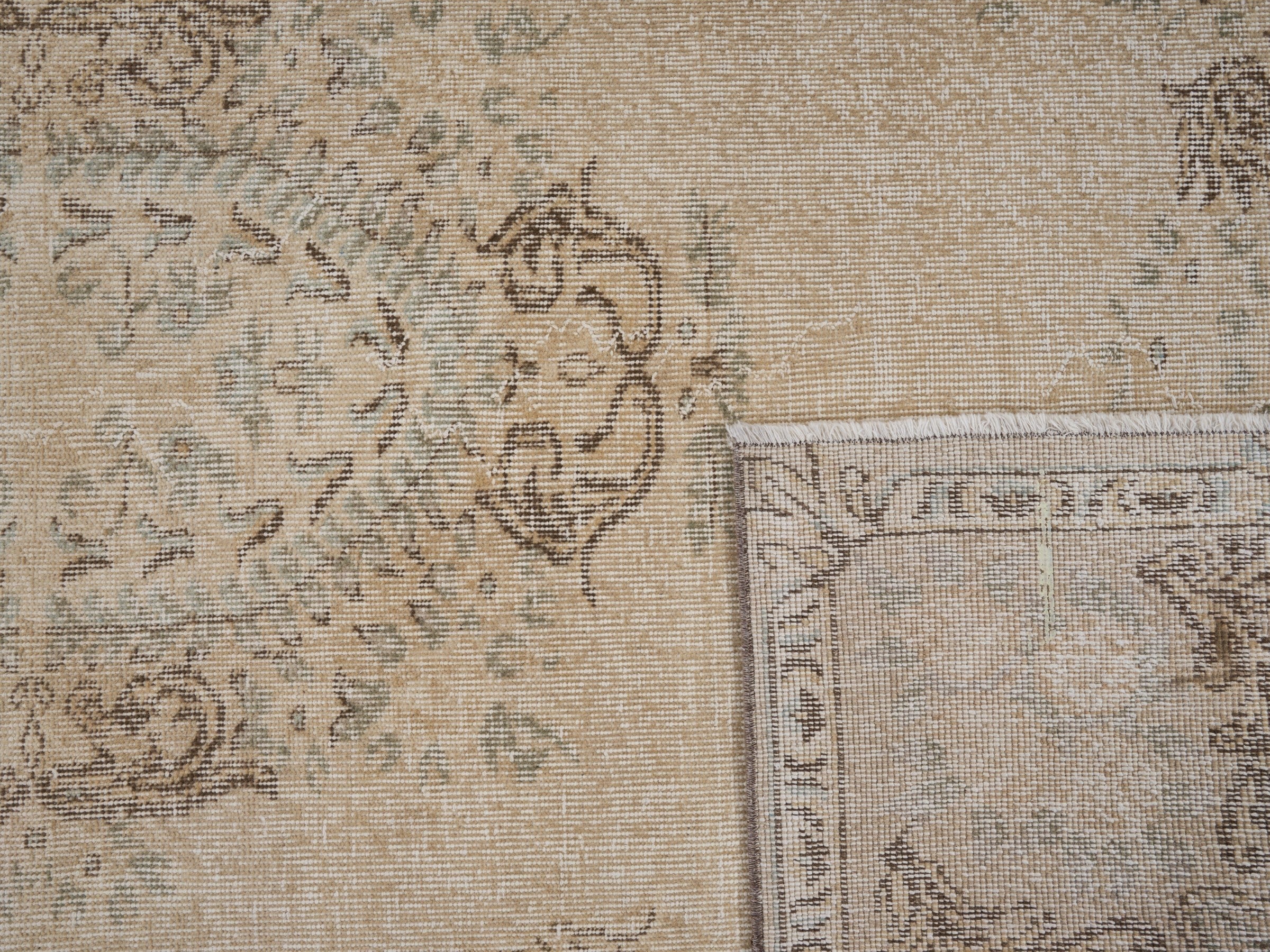 Turkish Isparta area rug in taupe and greige, view 10 of 10