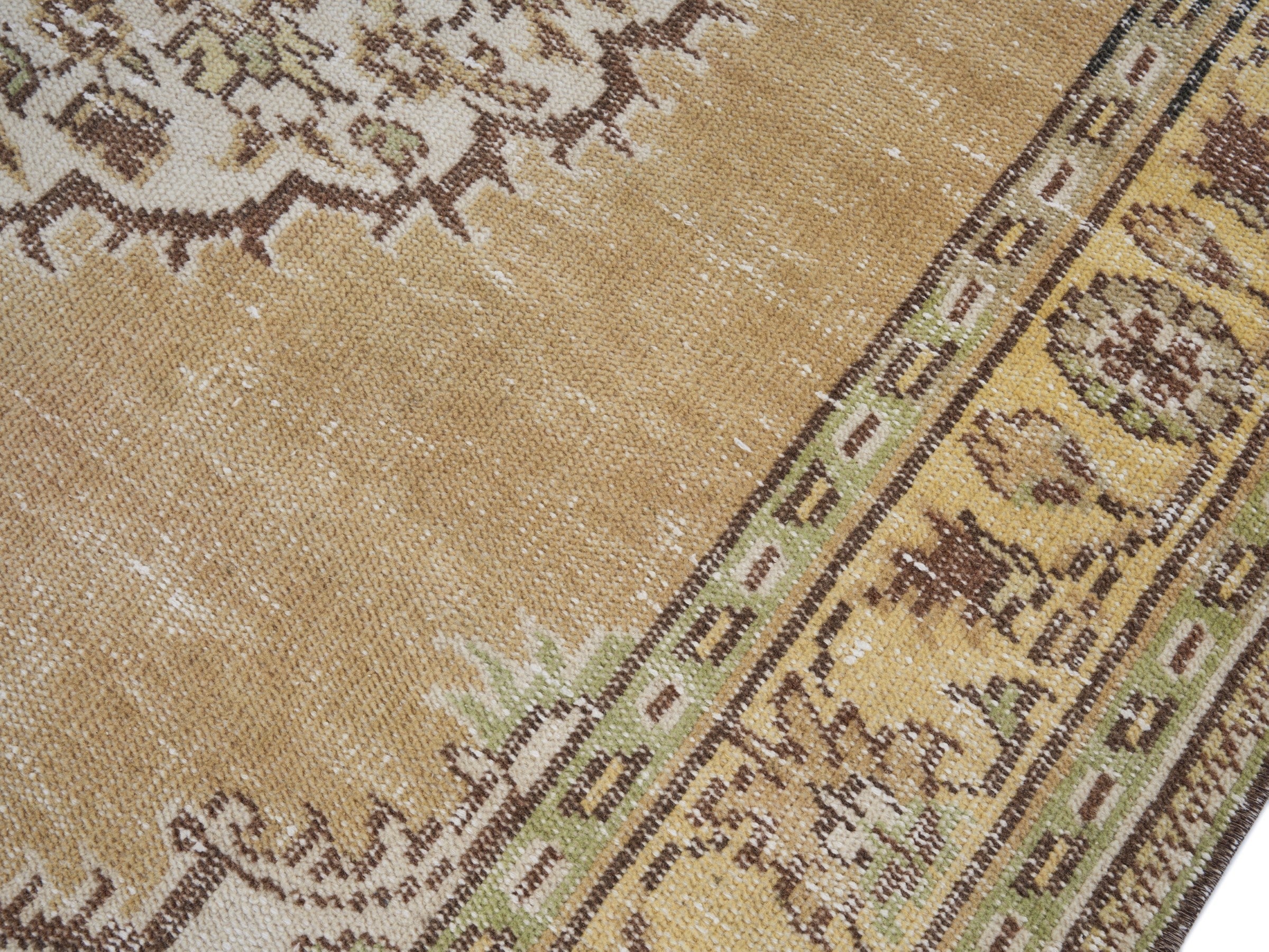 Turkish Manisa area rug in beige and tan, view 5 of 10