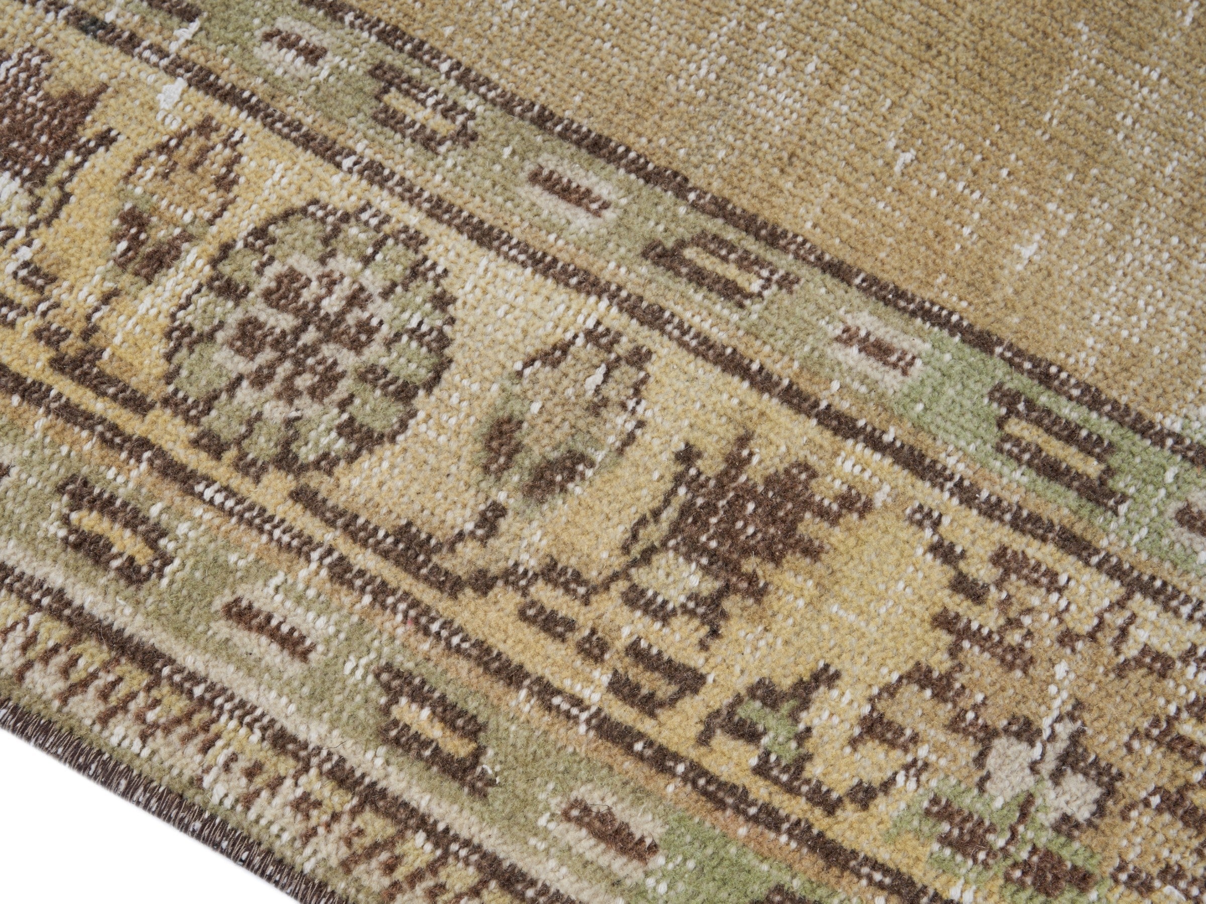 Turkish Manisa area rug in beige and tan, view 6 of 10