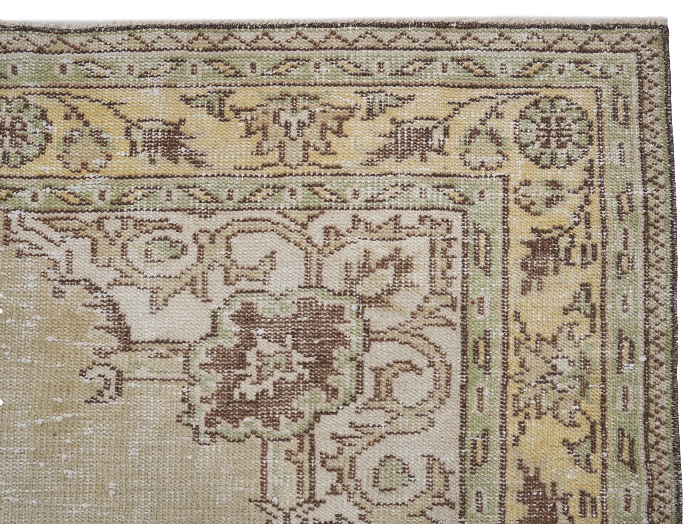 Turkish Manisa area rug in beige and tan, view 8 of 10