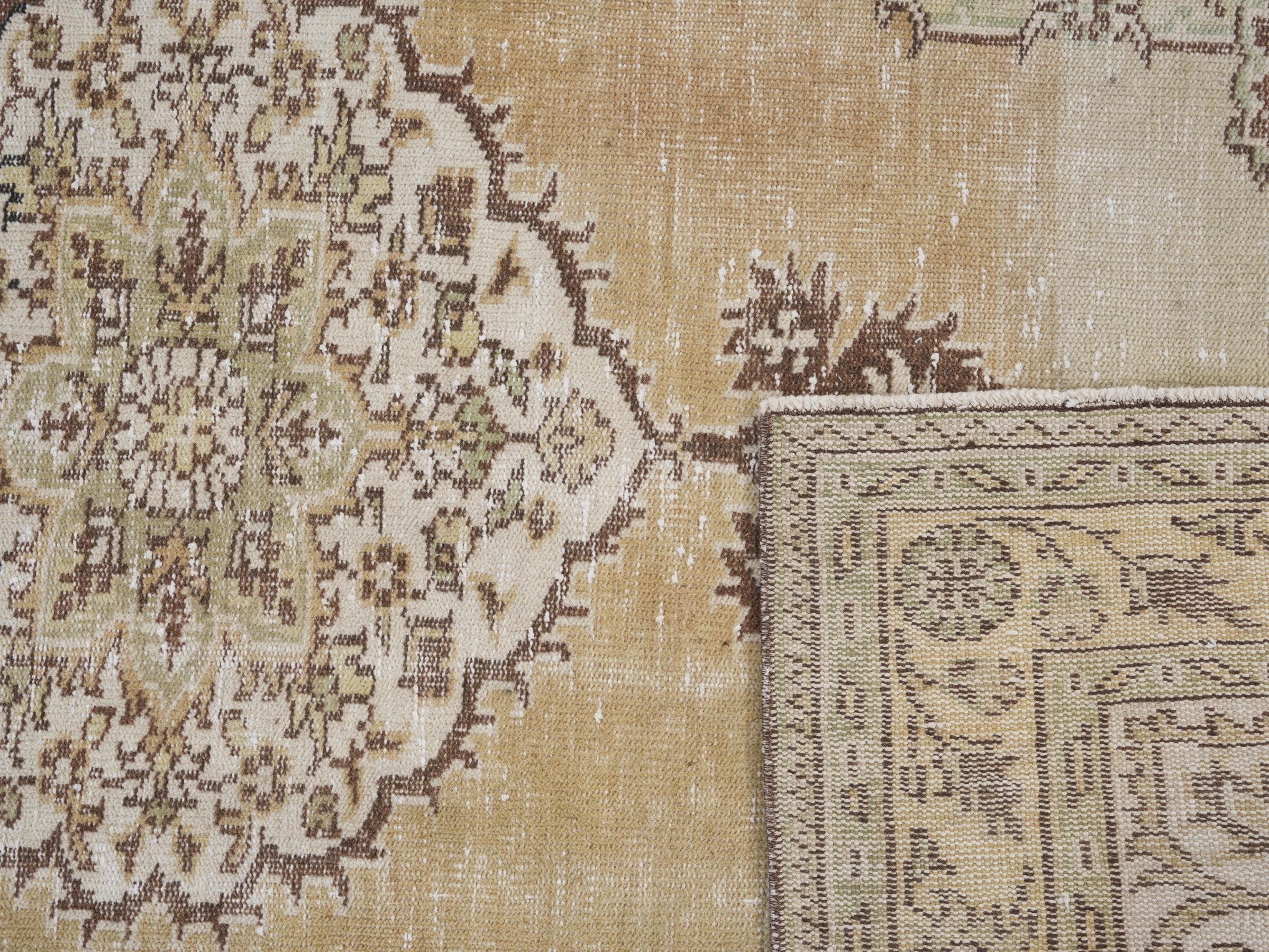 Turkish Manisa area rug in beige and tan, view 10 of 10