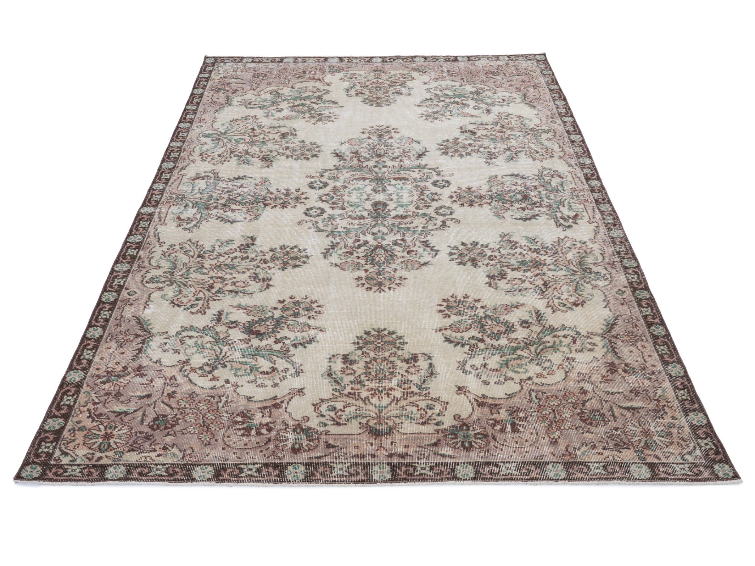 Turkish Isparta oversized rug in cream and faded red, view 2 of 10