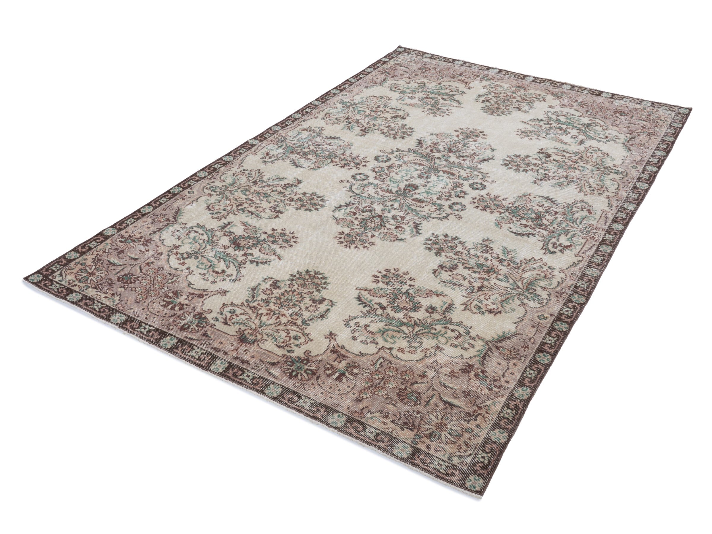 Turkish Isparta oversized rug in cream and faded red, view 3 of 10