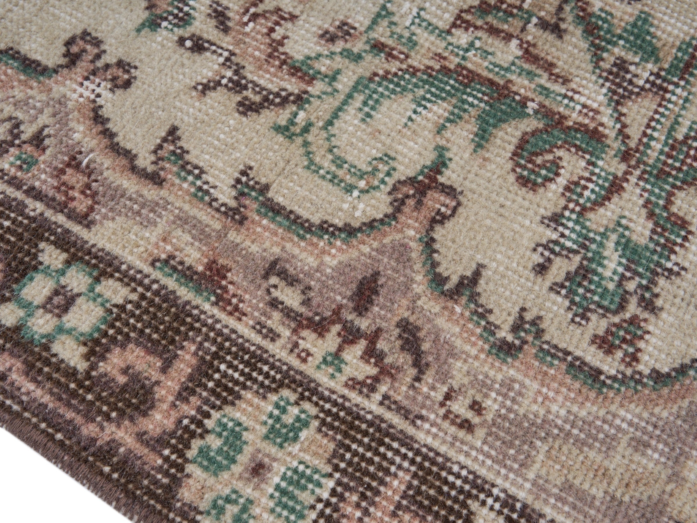 Turkish Isparta oversized rug in cream and faded red, view 6 of 10