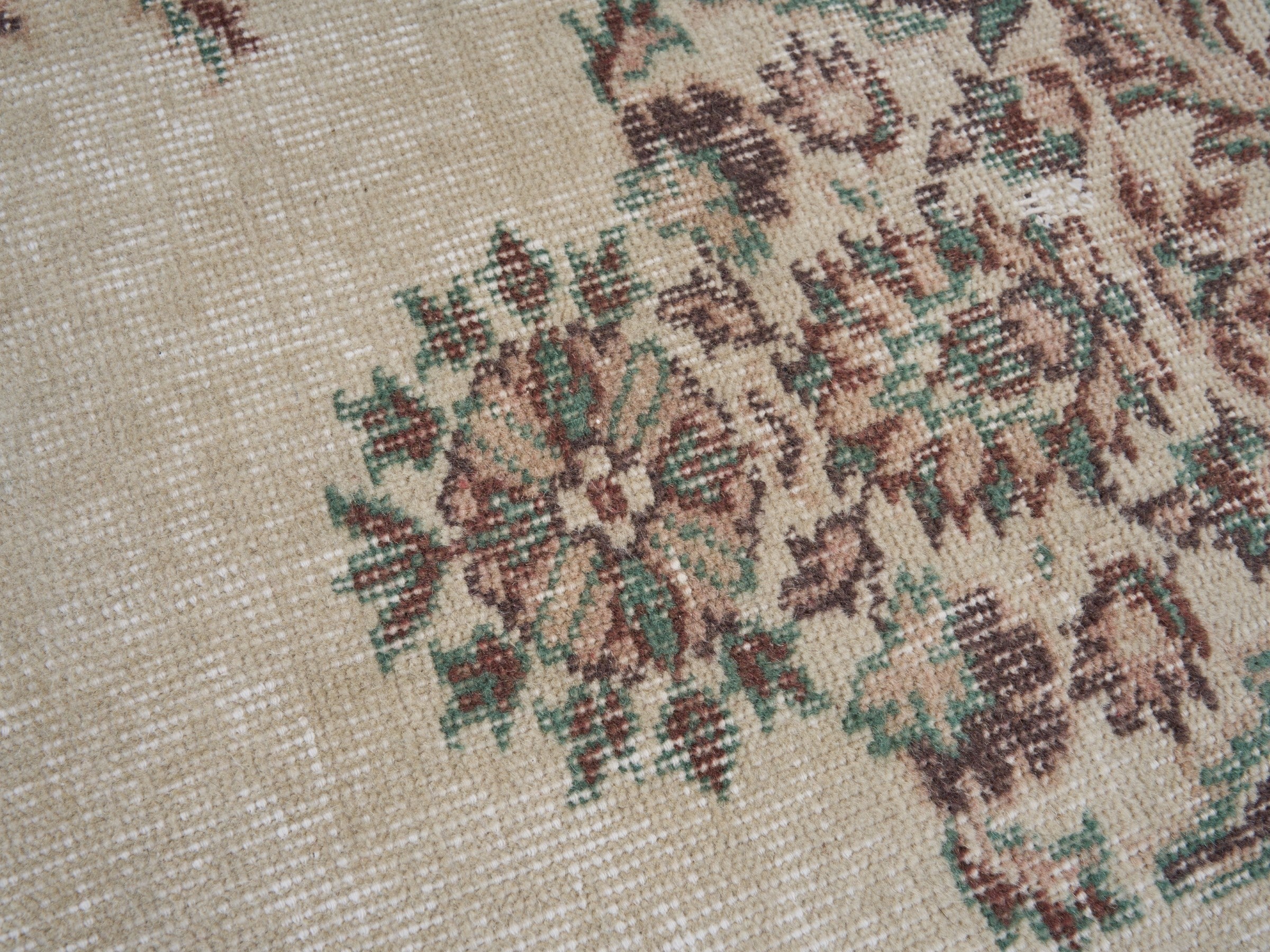 Turkish Isparta oversized rug in cream and faded red, view 7 of 10