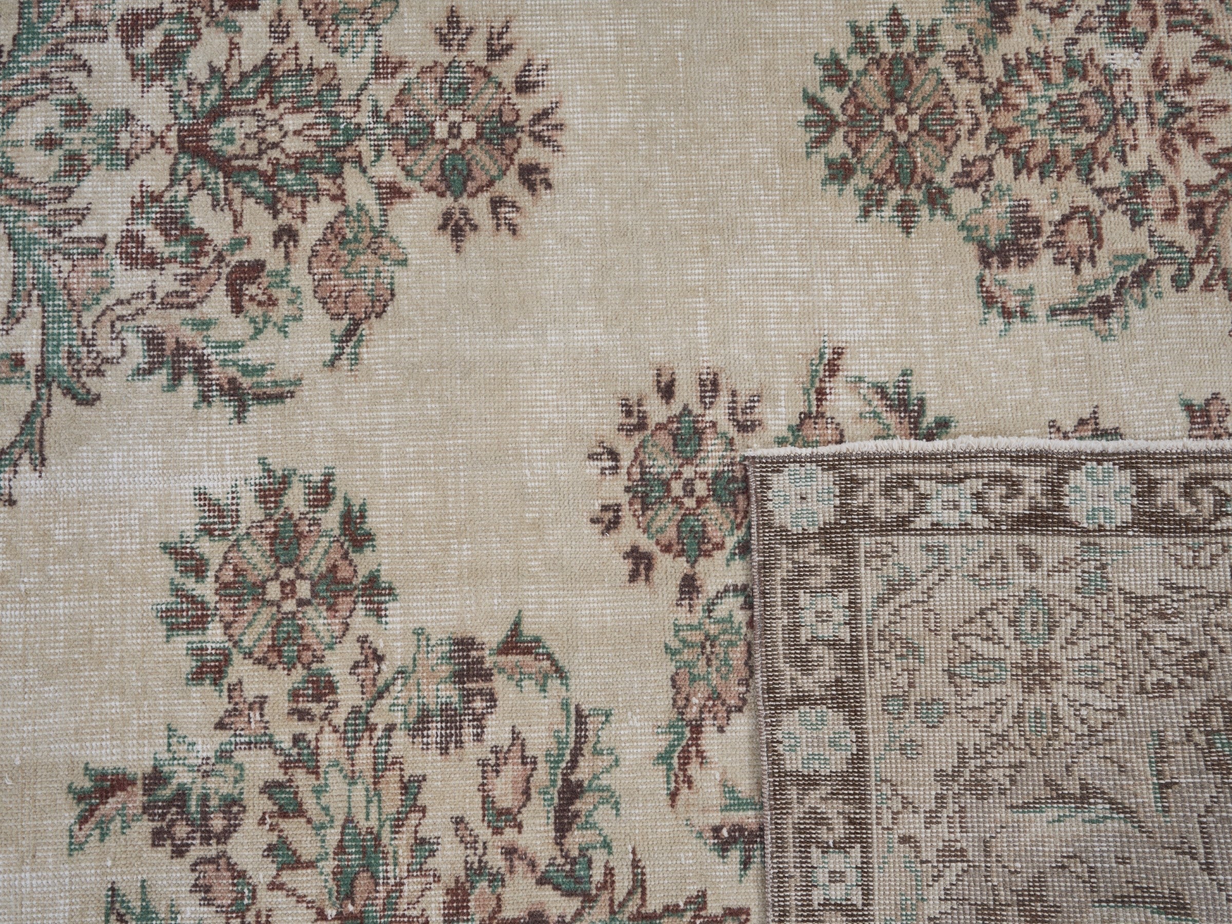 Turkish Isparta oversized rug in cream and faded red, view 10 of 10
