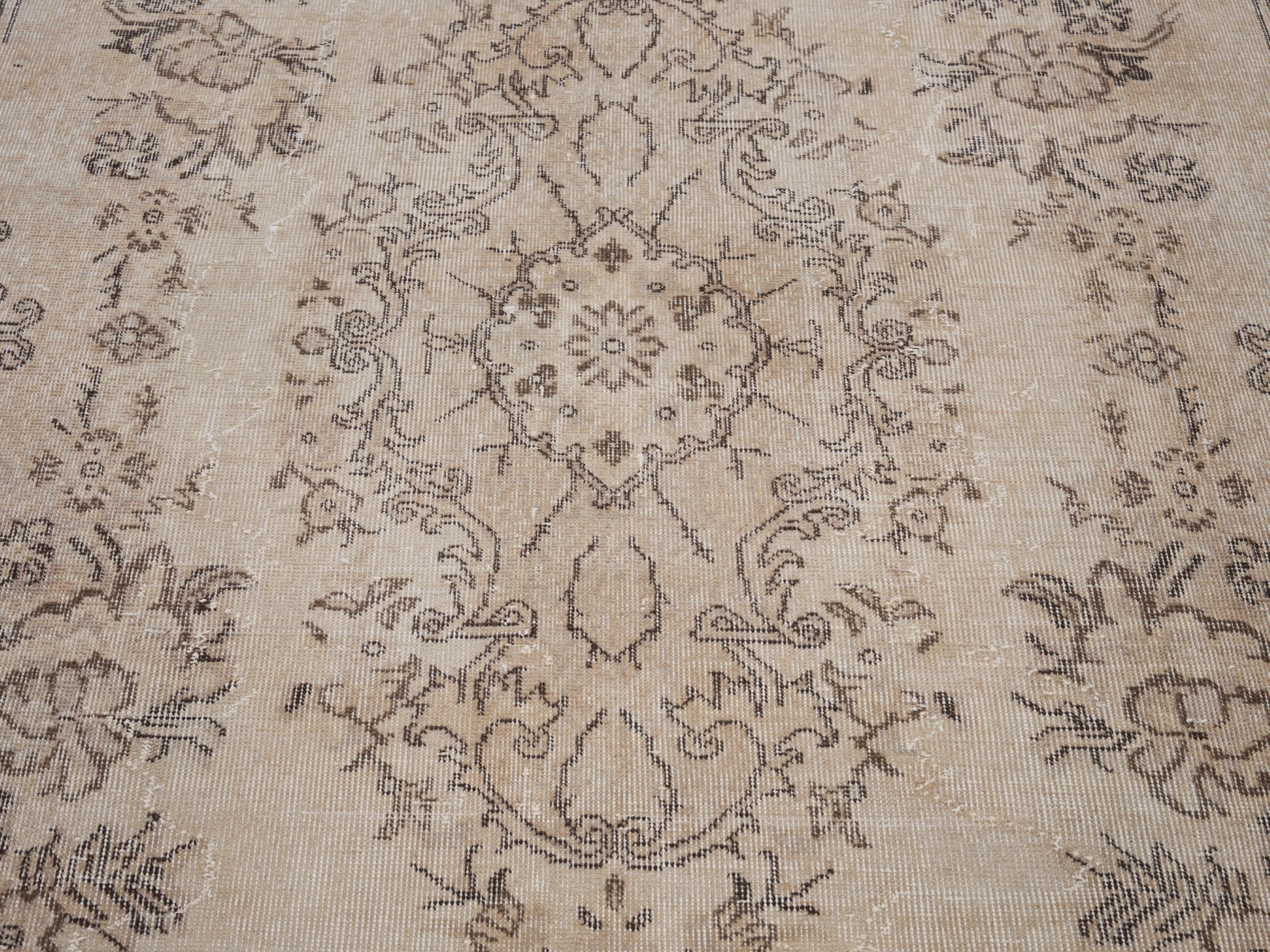 Turkish Isparta area rug in cream and greige, view 4 of 10