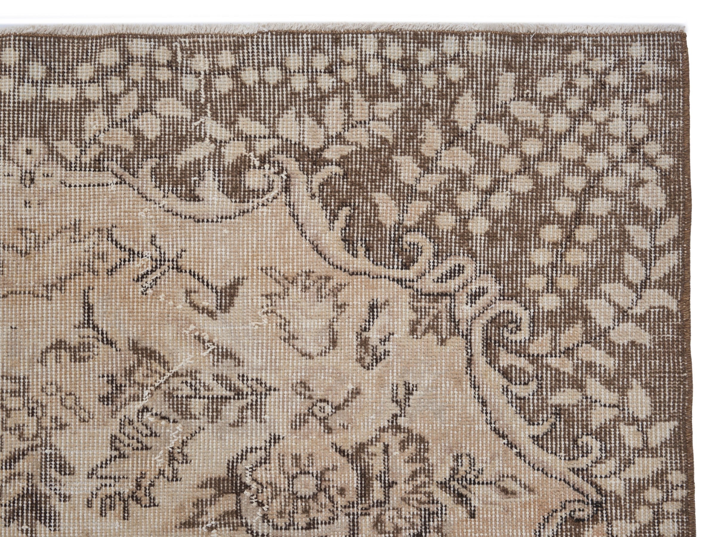 Turkish Isparta area rug in cream and greige, view 8 of 10