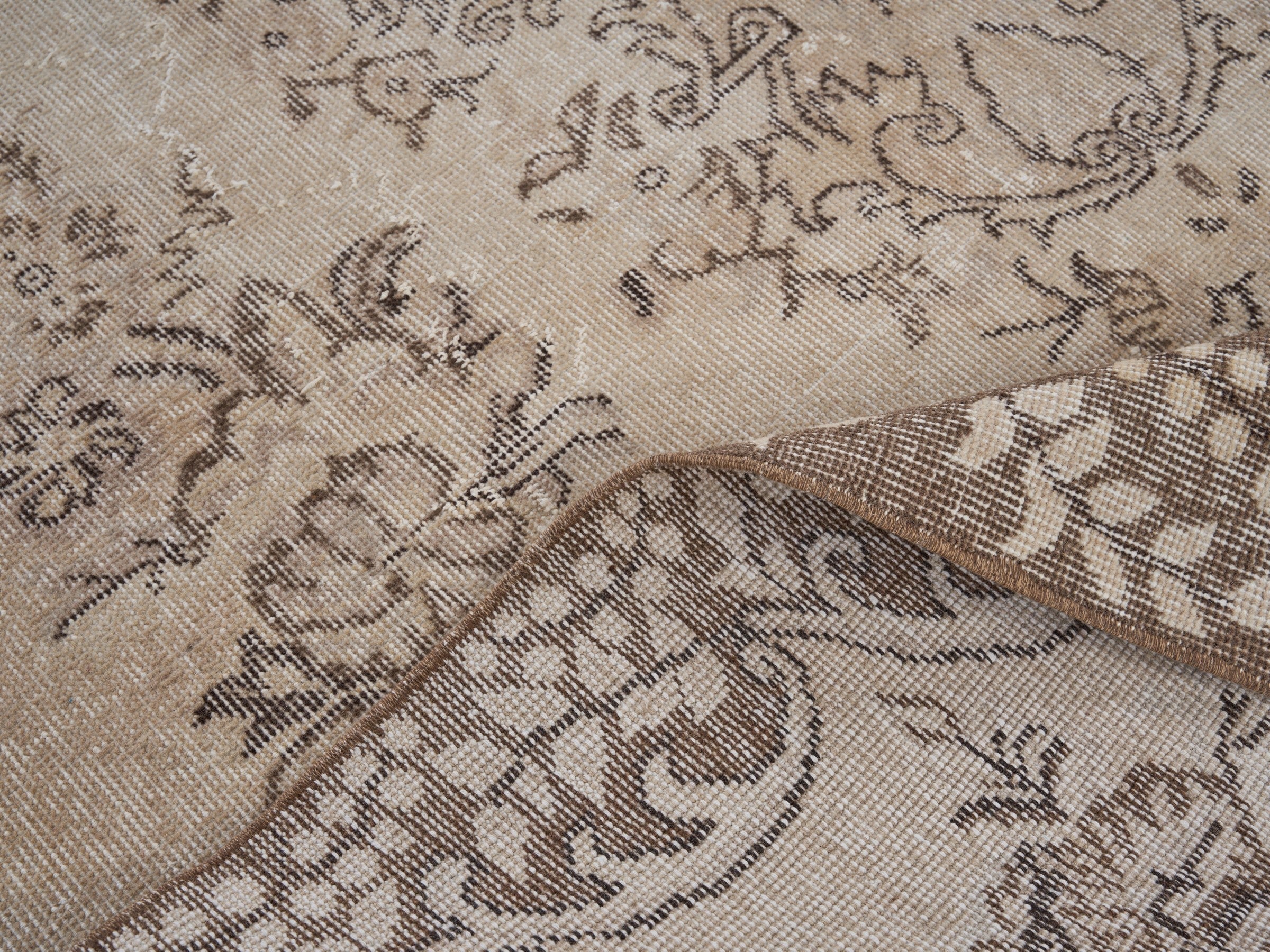Turkish Isparta area rug in cream and greige, view 9 of 10
