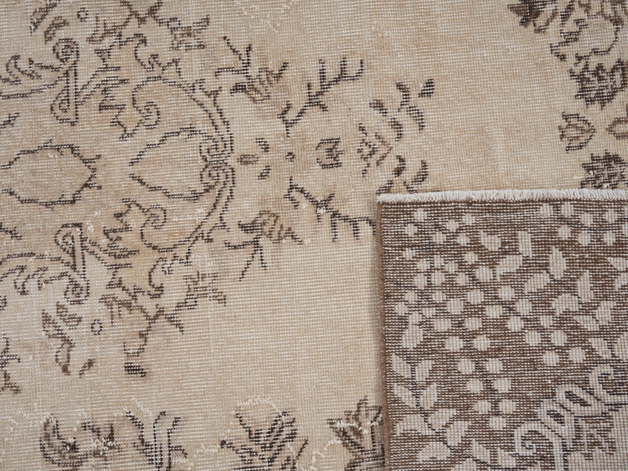 Turkish Isparta area rug in cream and greige, view 10 of 10