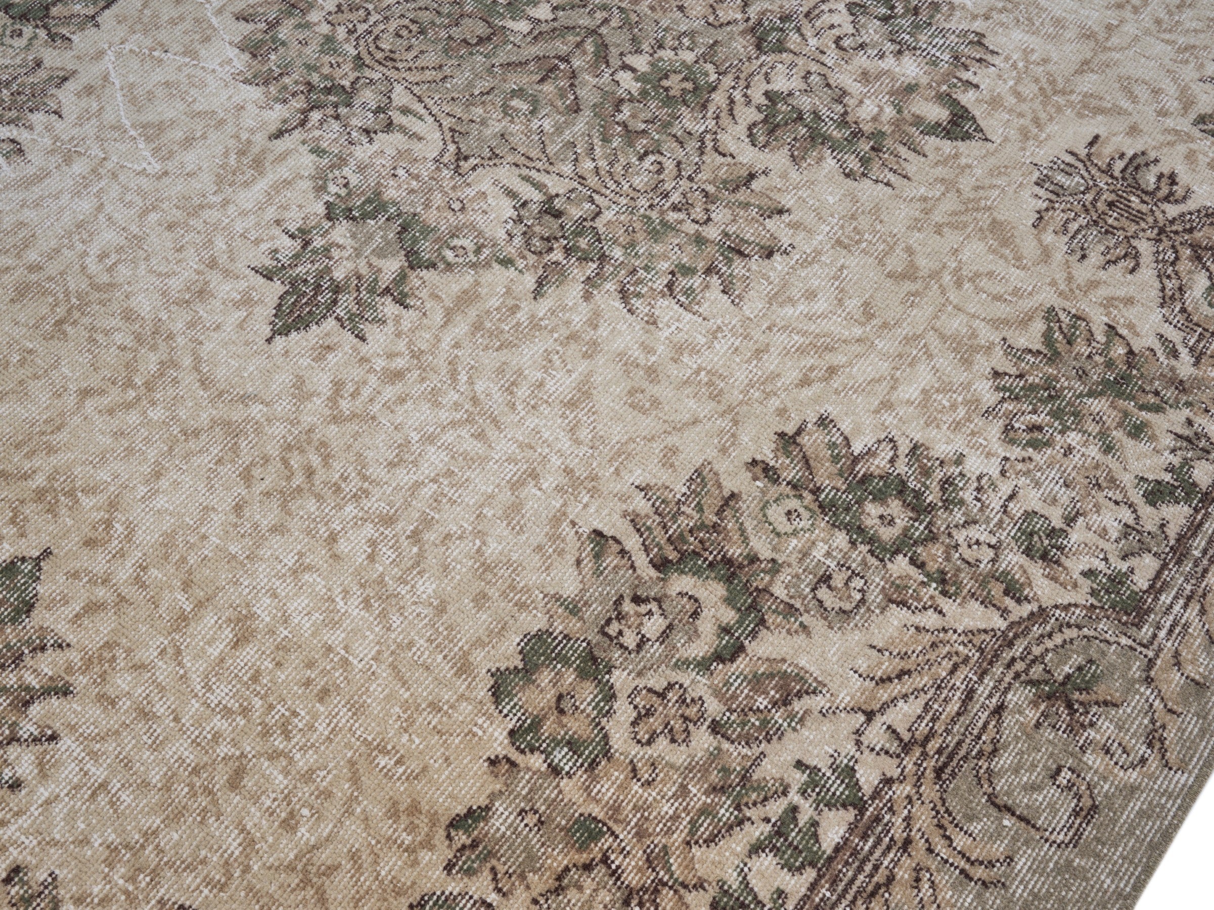 Turkish Isparta area rug in cream and taupe, view 5 of 10