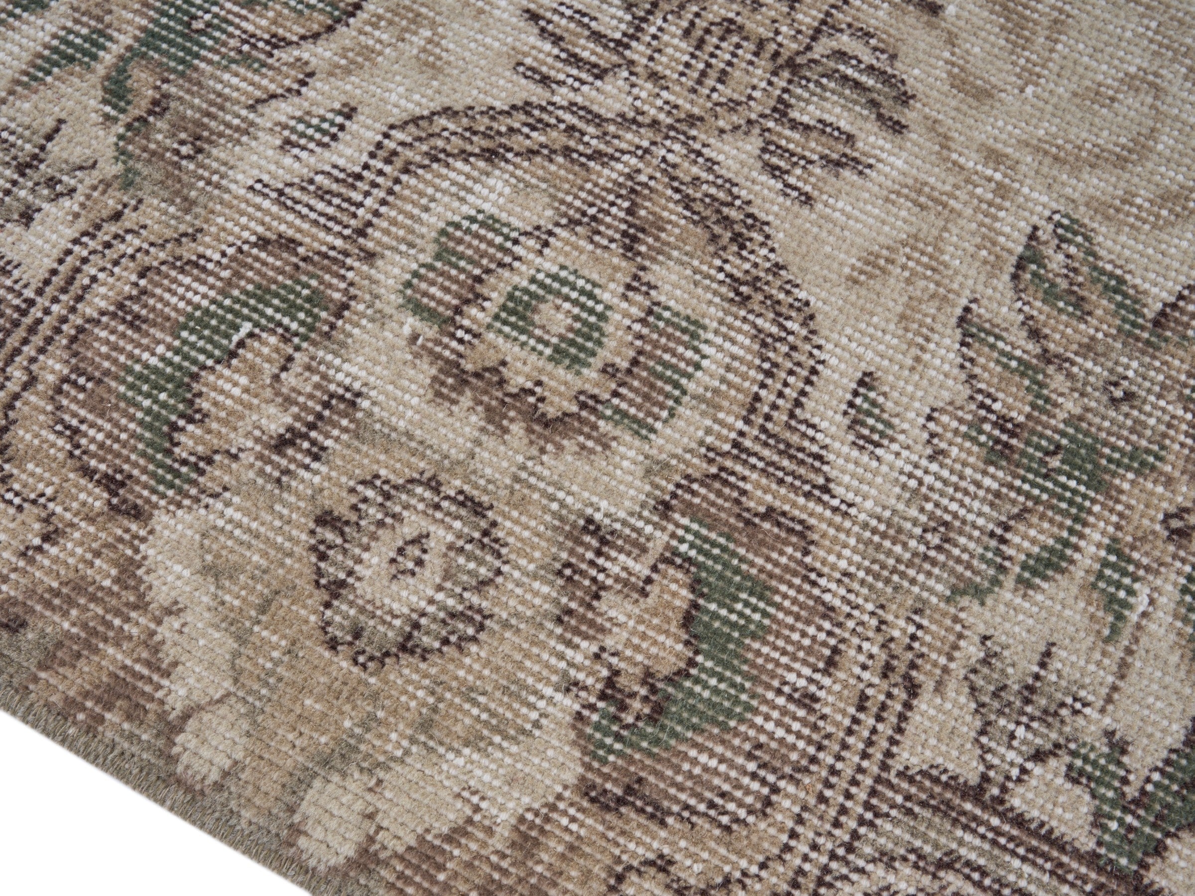 Turkish Isparta area rug in cream and taupe, view 6 of 10