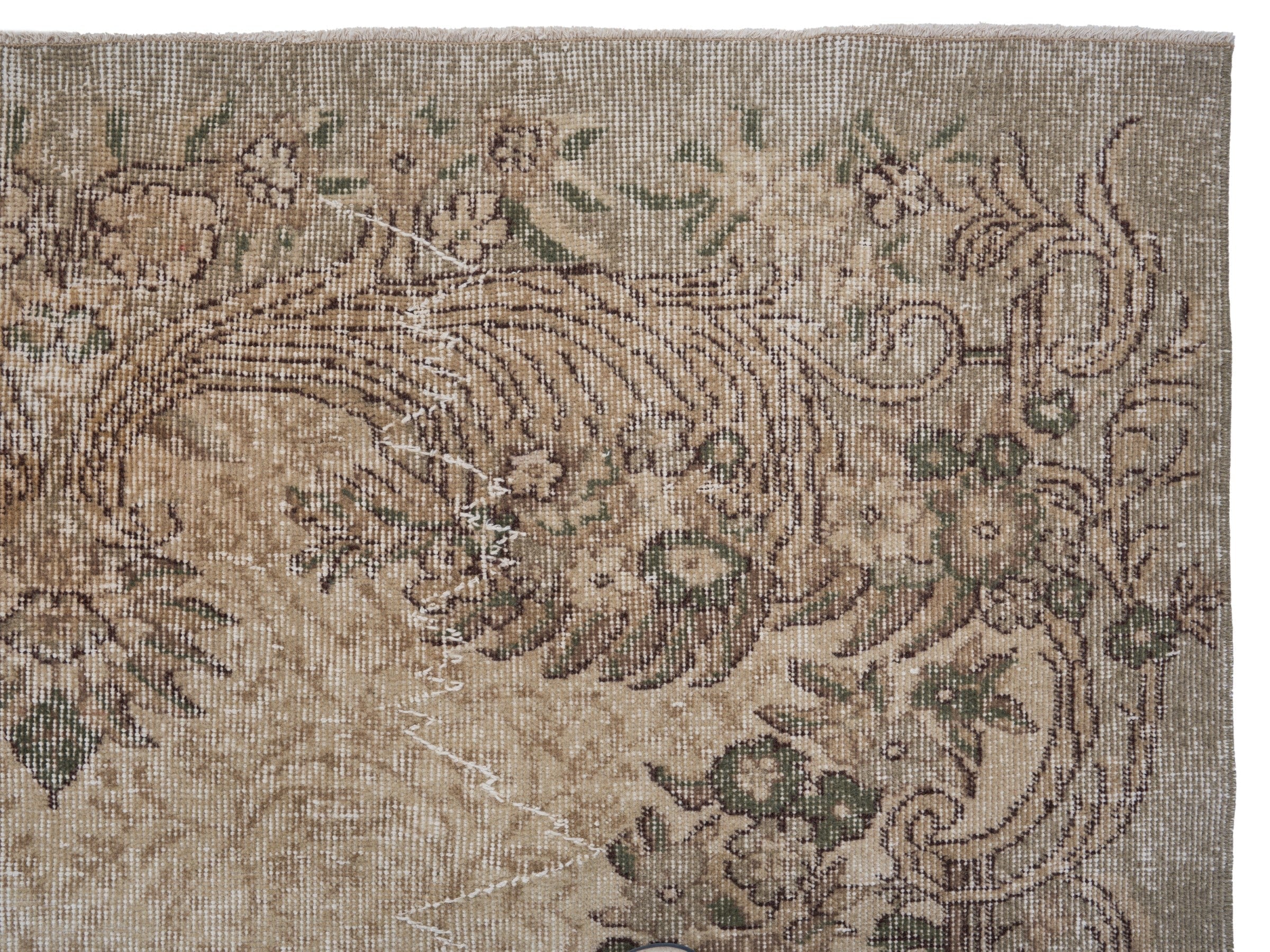 Turkish Isparta area rug in cream and taupe, view 8 of 10